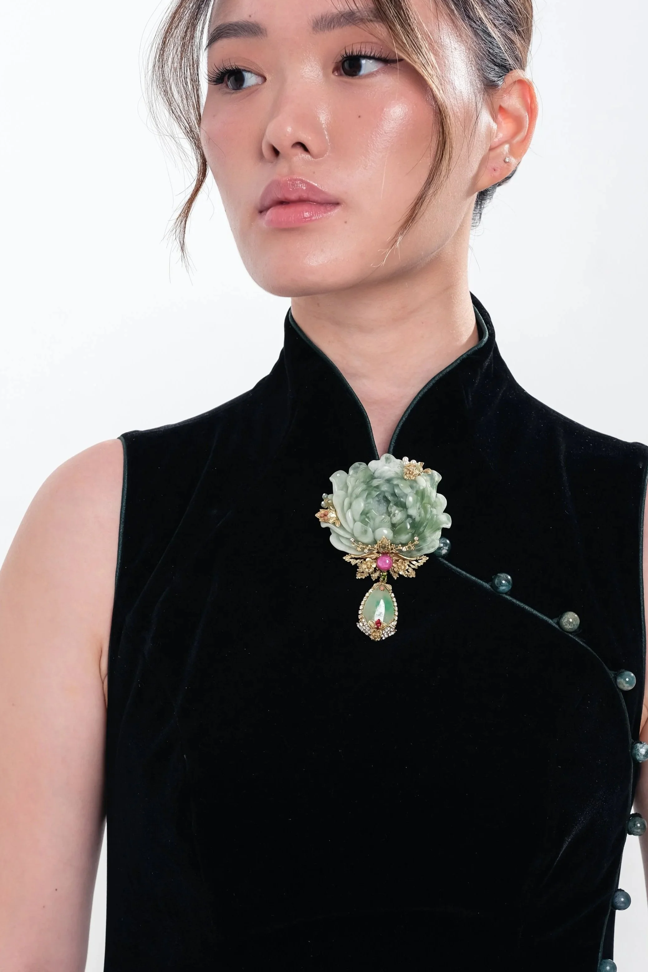 Green Jadeite Brooch