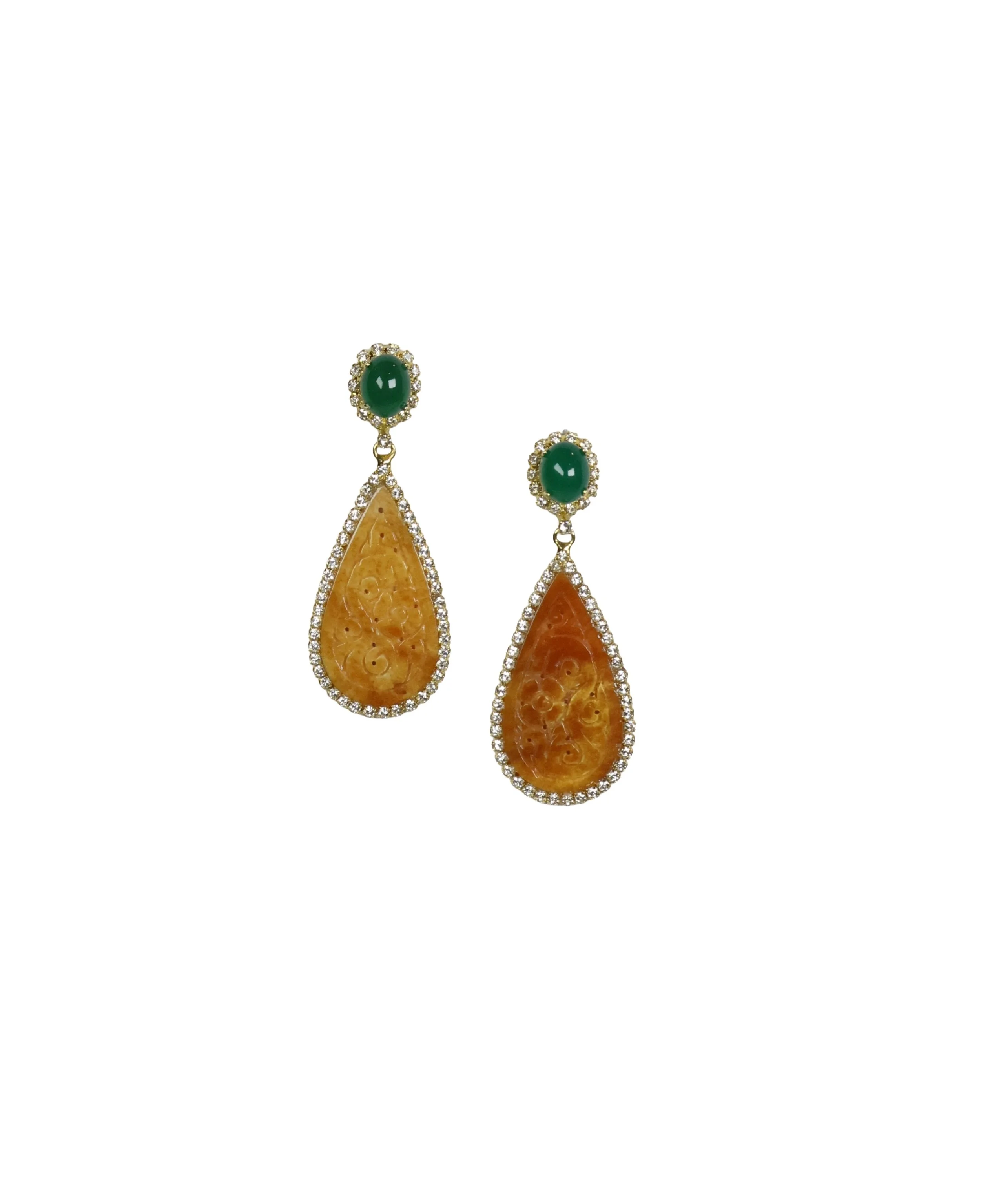 Honey Amber Jadeite Earrings