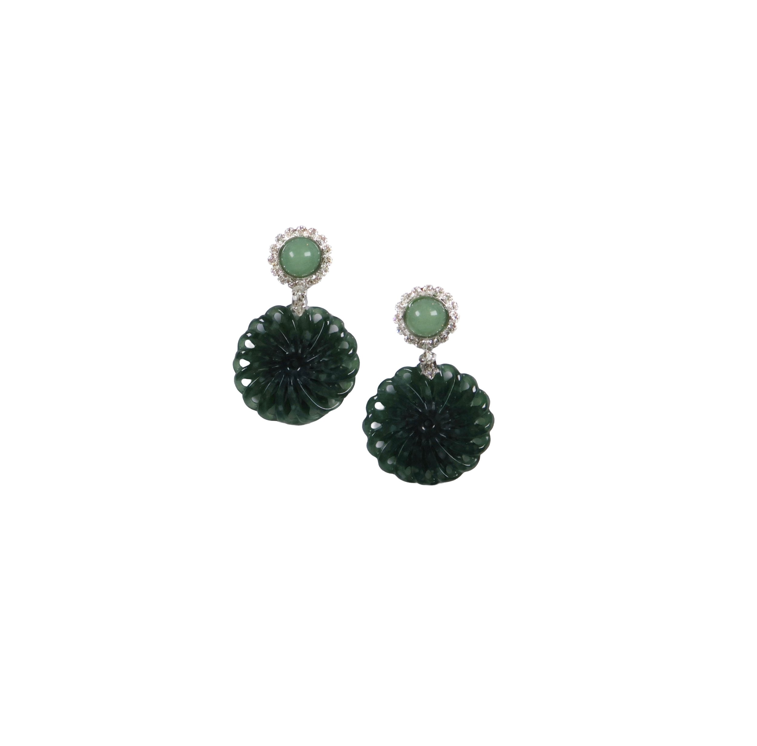 Dark Green Jadeite Earrings