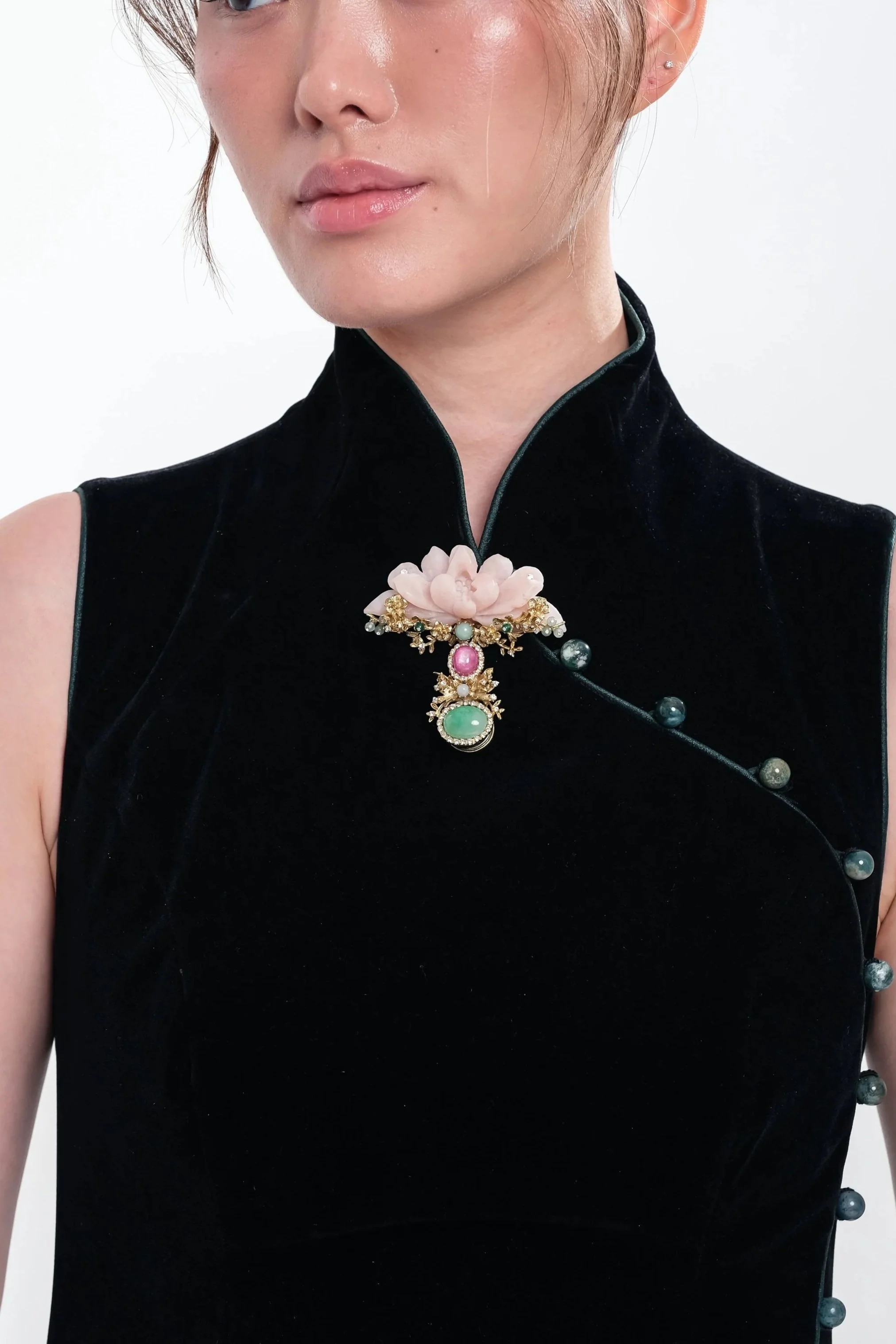 Pink Jade Blossom Brooch