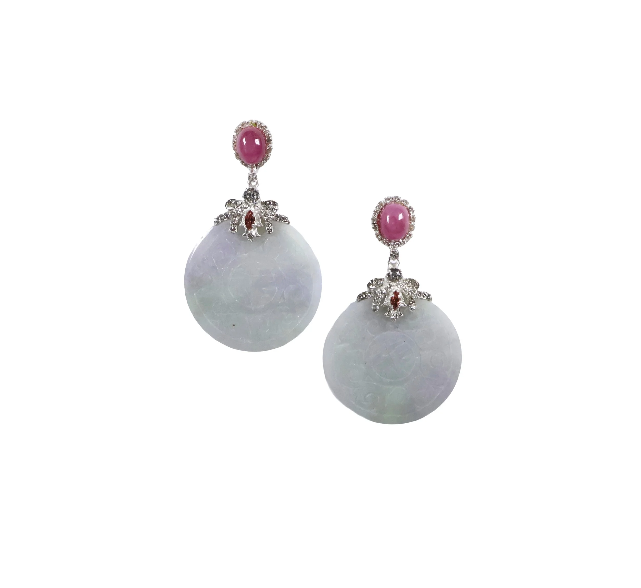 Ruby & Lilac Jadeite Earrings