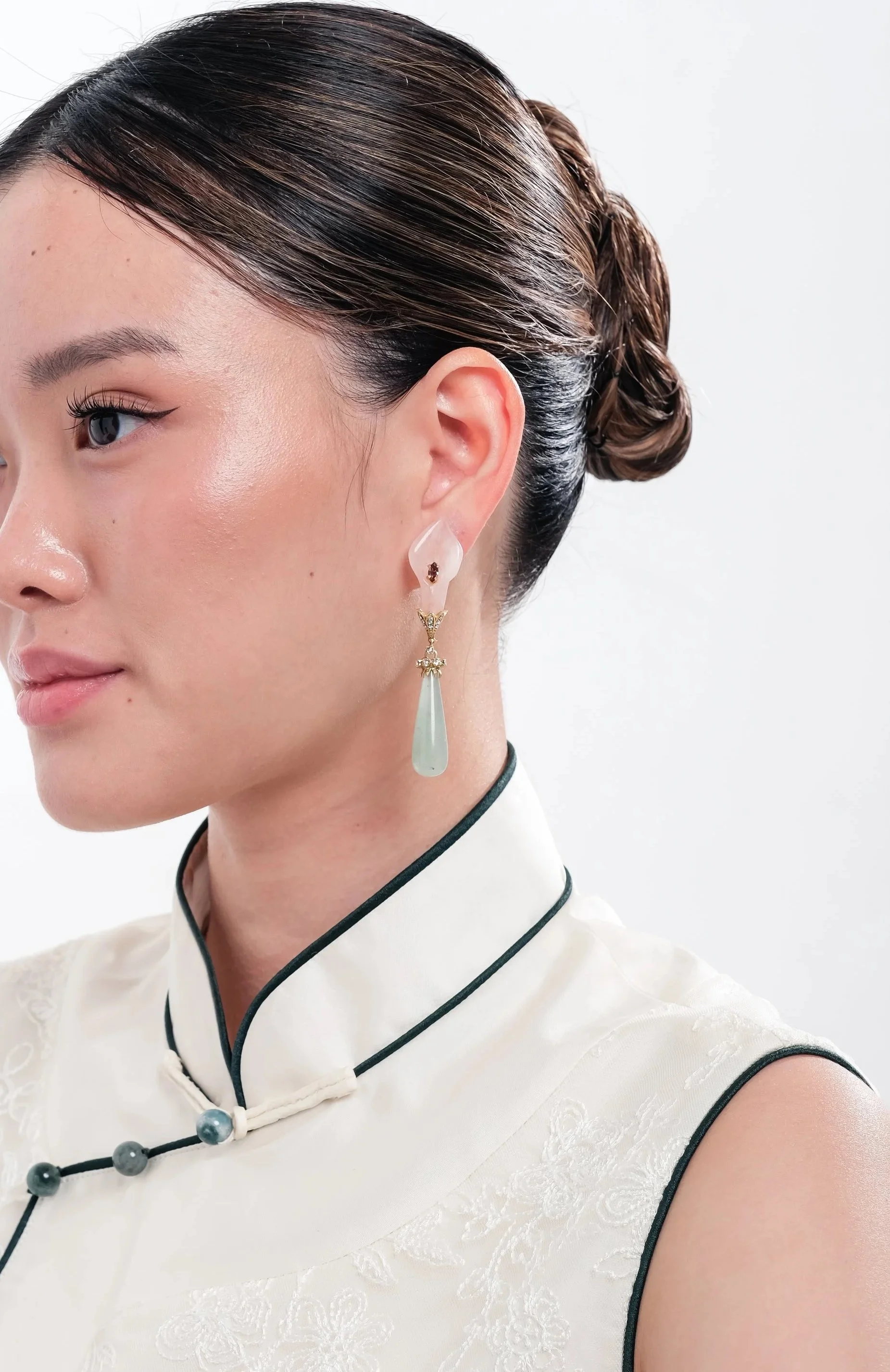 Pink Jade Calla Lily Earrings