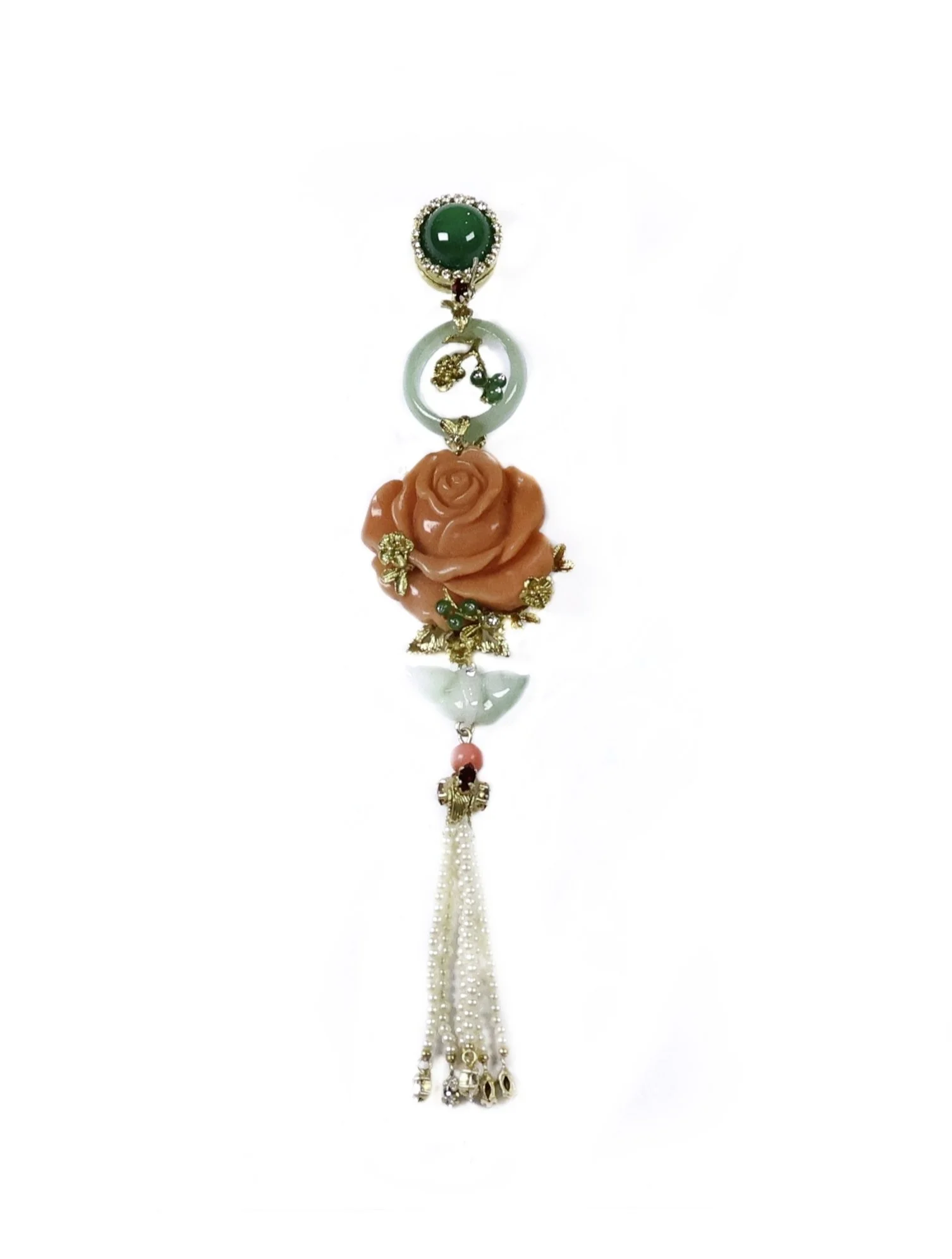 Coral Jade Brooch