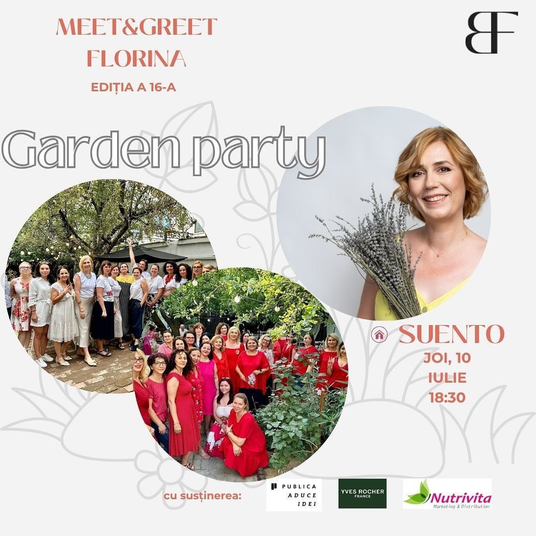 🎈🥳Cina in 10 iulie &ndash; A 16-a &icirc;nt&acirc;lnire a comunității de femei🌼
White garden party &bull; Cărți de suflet &bull; Conectare autentică

☀️Pe 10 iulie ne revedem &icirc;n grădina de la @suento pentru o seară cu parfum de vară și sens: