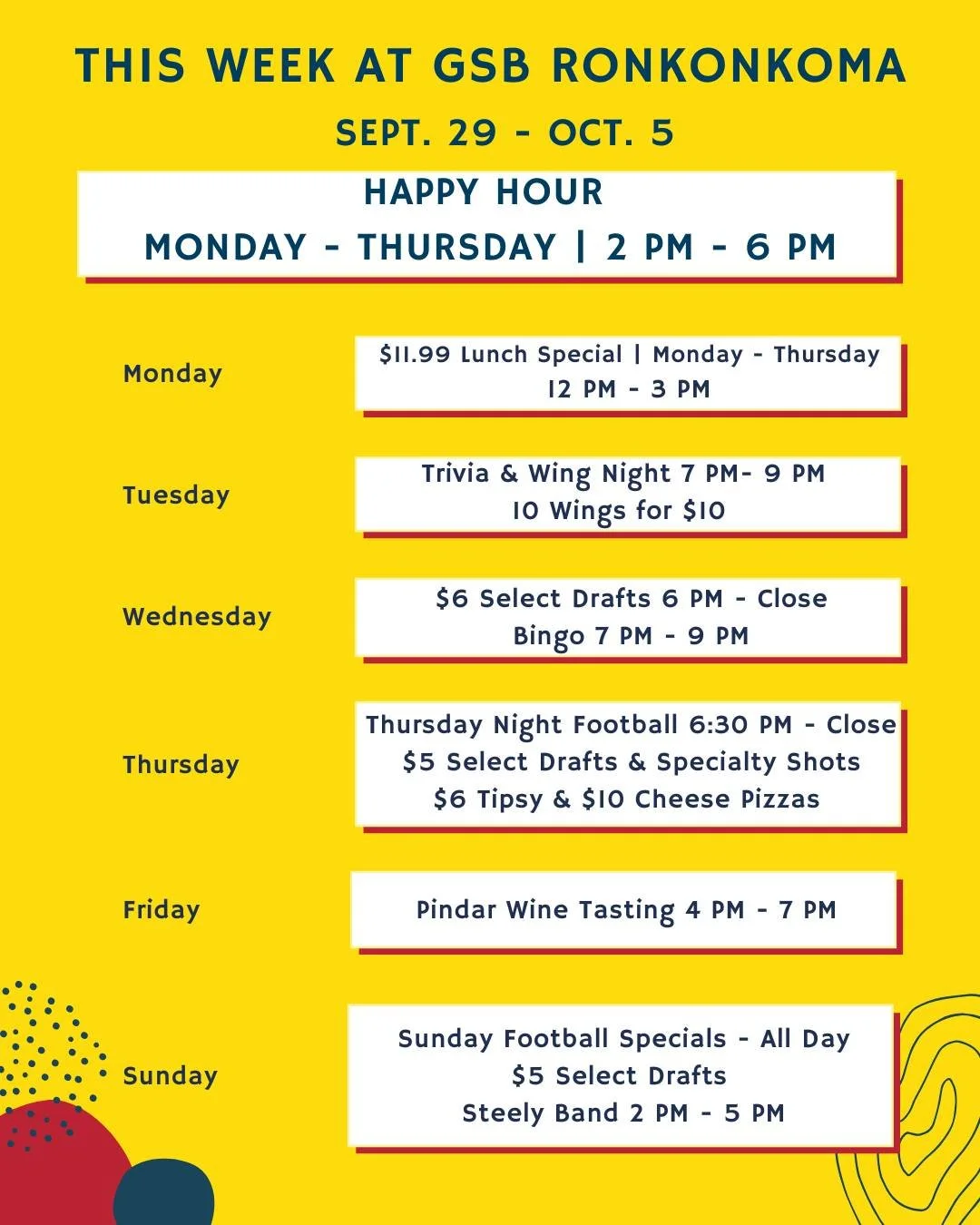 Here is what's on tap for GSB Ronkonkoma!