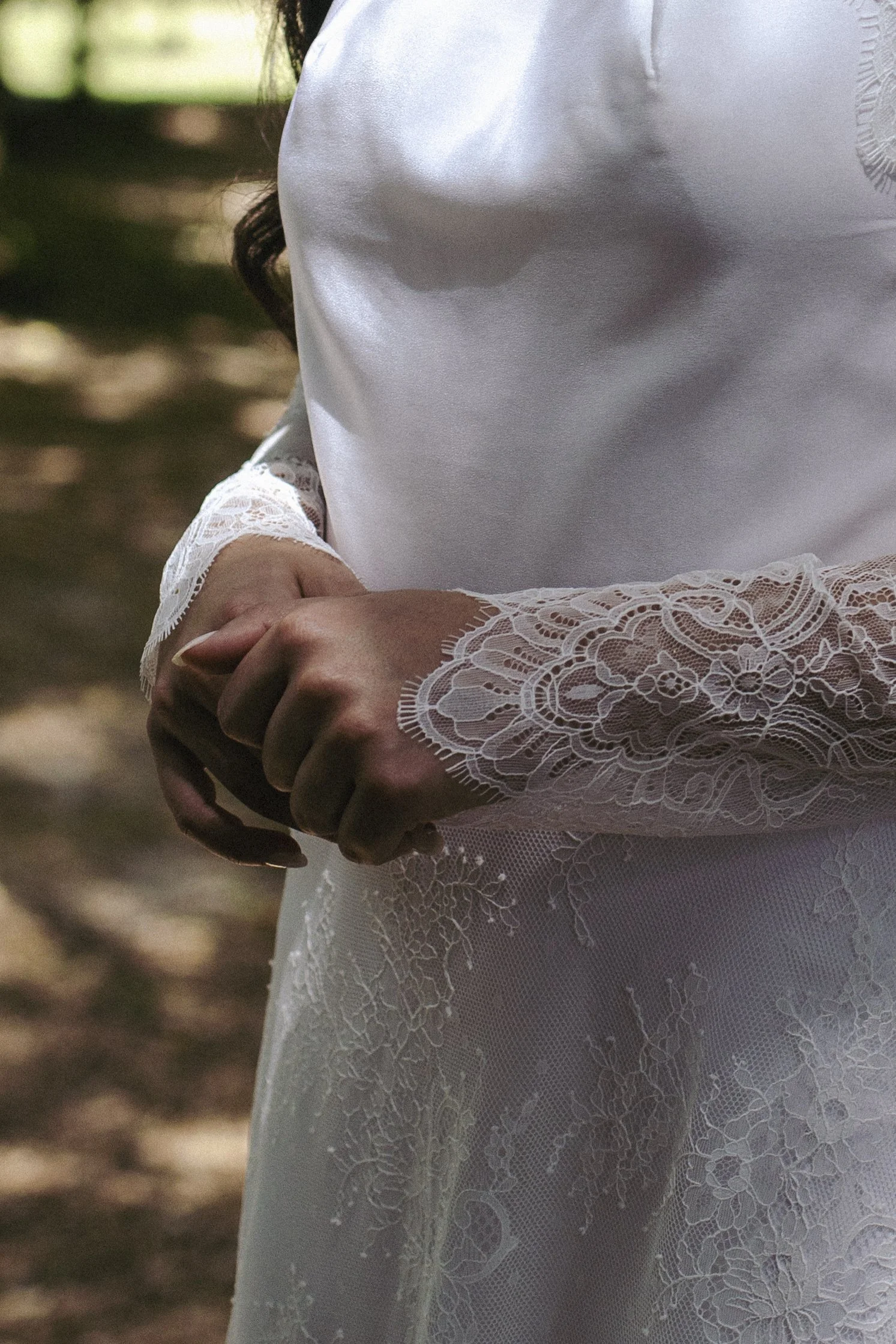 Hebe Lace Jacket
Starting from €370
A delicate short jacket in Chantilly lace, featuring hand-applied lace detailing around the neckline and throughout. Long sleeves and a high collar give it an ethereal, timeless quality — the perfect layer to add r