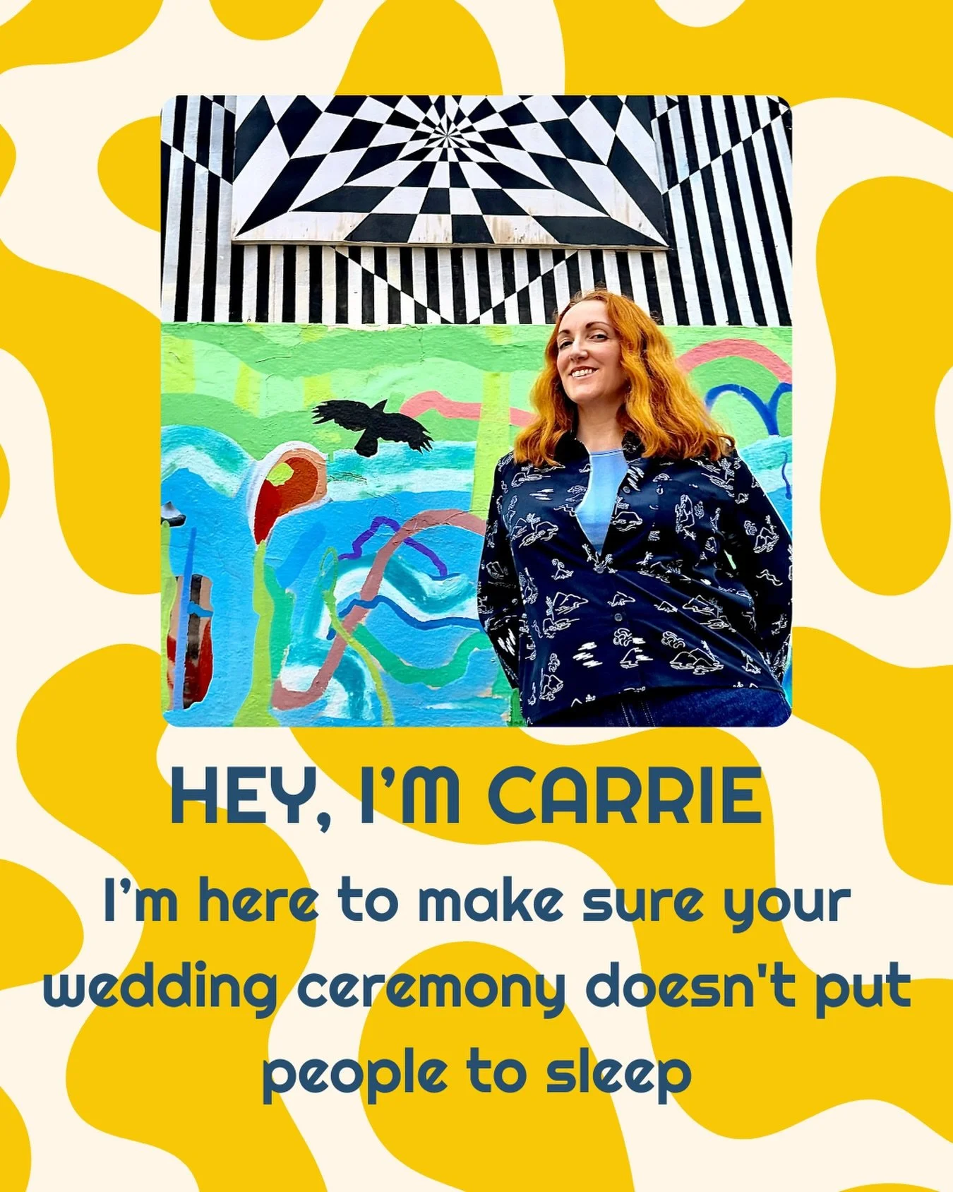 If you&rsquo;re looking for a beige celebrant who follows traditions from the dark ages, you&rsquo;re in the wrong place. (No shade, it&rsquo;s just not me).

I&rsquo;m for the couples who want a ceremony that sounds like you, feels like a celebratio