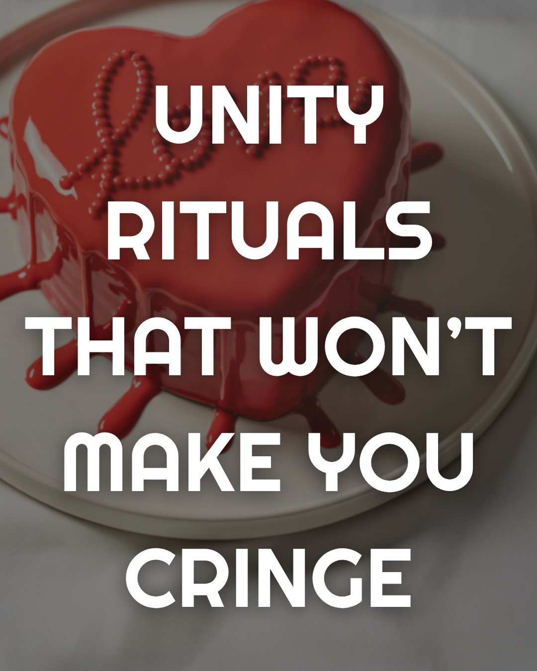 Unity rituals don&rsquo;t have to be cringe🕯️❌ 

If I see one more couple awkwardly pouring colored sand into a vase, I&rsquo;m calling the police. 

Your ritual should be a reflection of who you are. It&rsquo;s your ceremony, so if you want to do a