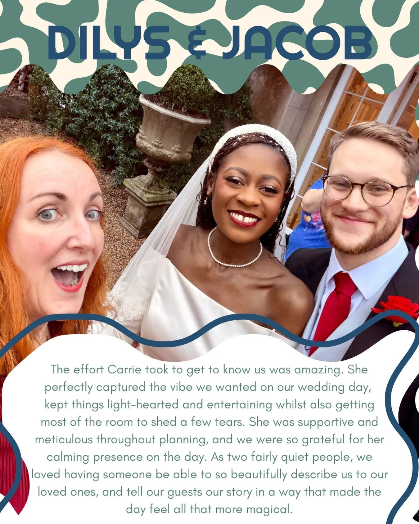 Let me tell you, the feeling was absolutely mutual😍

From the first chat I loved working with Dilys &amp; Jacob. Quiet and unassuming, but warm hearted and deadpan funny. They made my job so easy and joyful ✍️ ✨ 

Want a wedding celebrant that can b