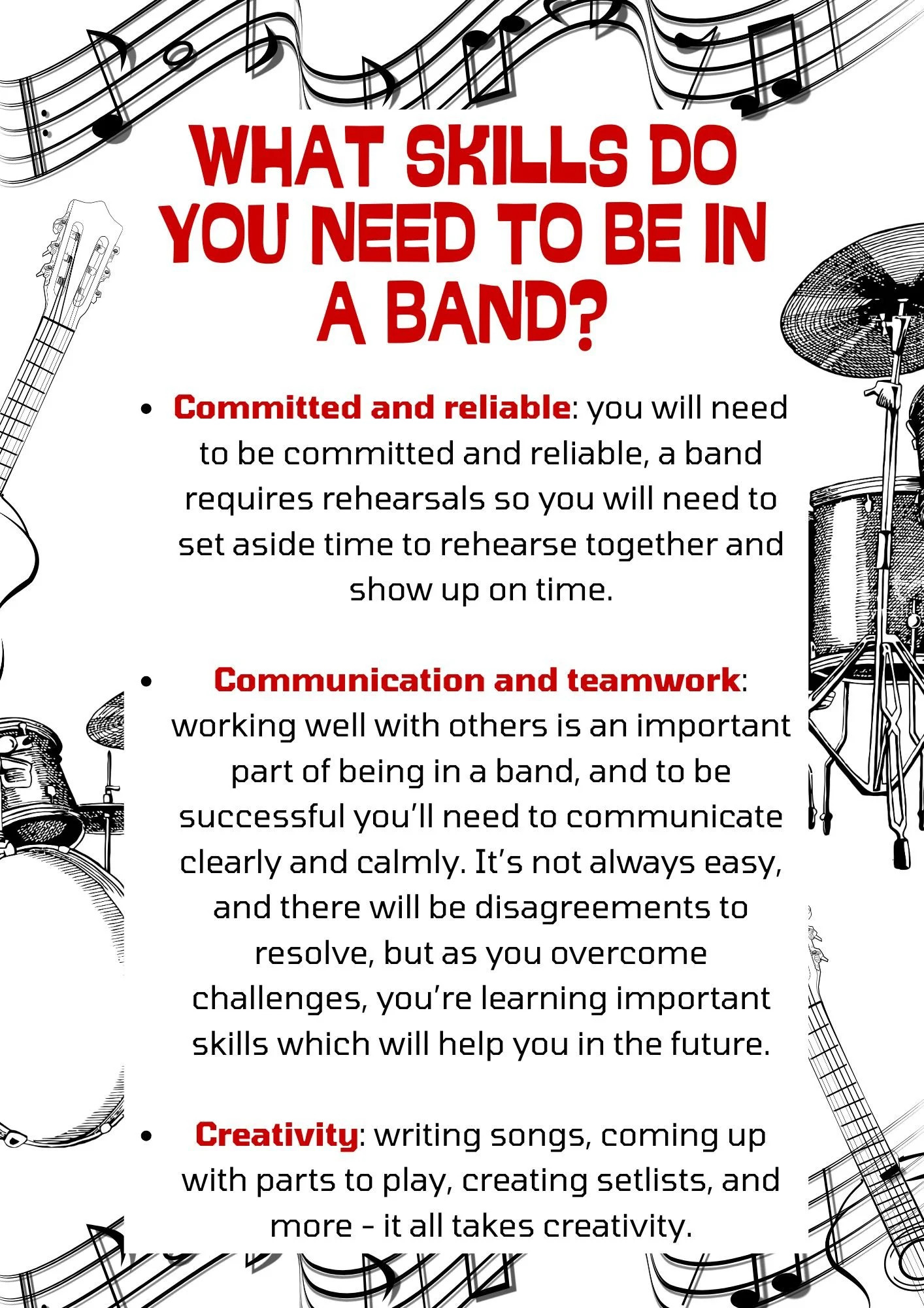 Information on starting a band: information typed out below