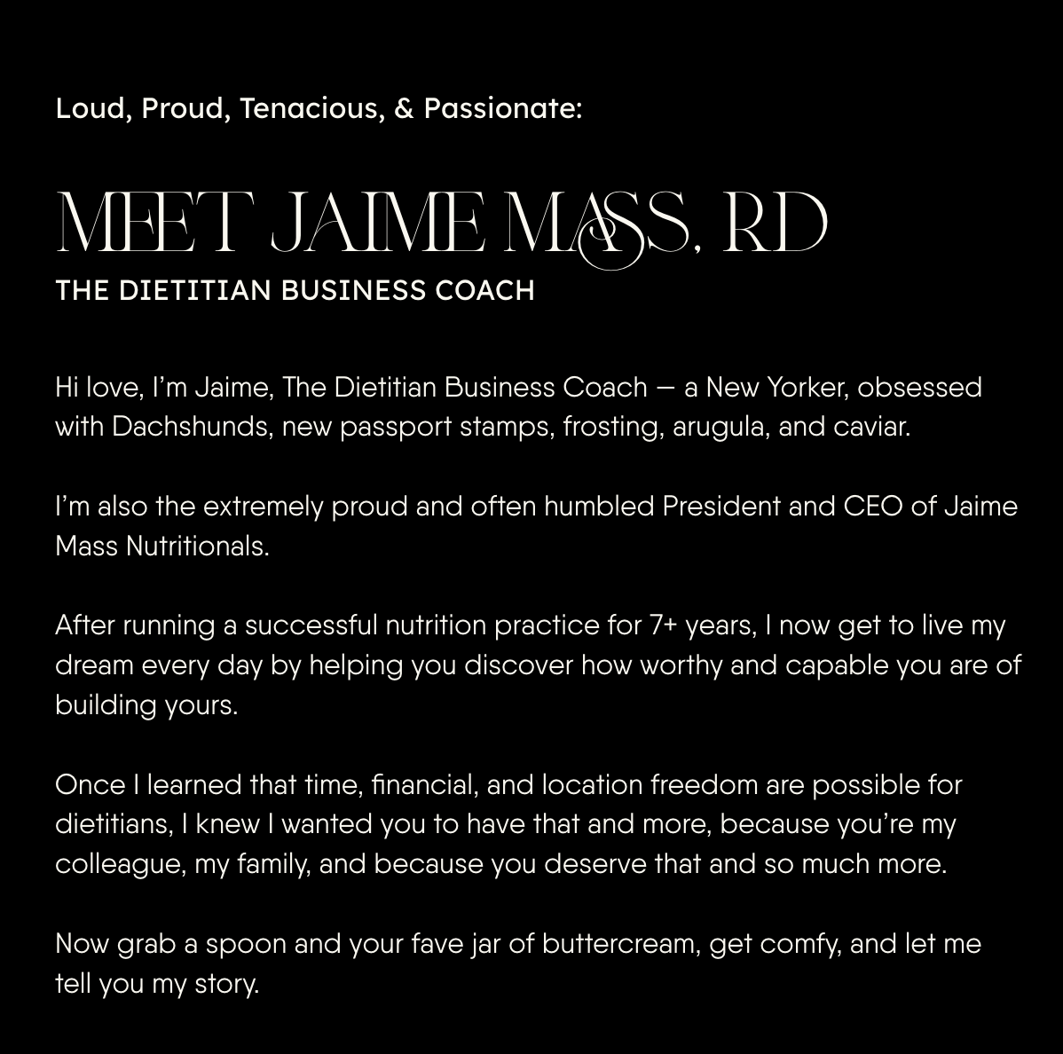 Small Biz Brand Copywriting Sample: Jaime Mass Nutritionals