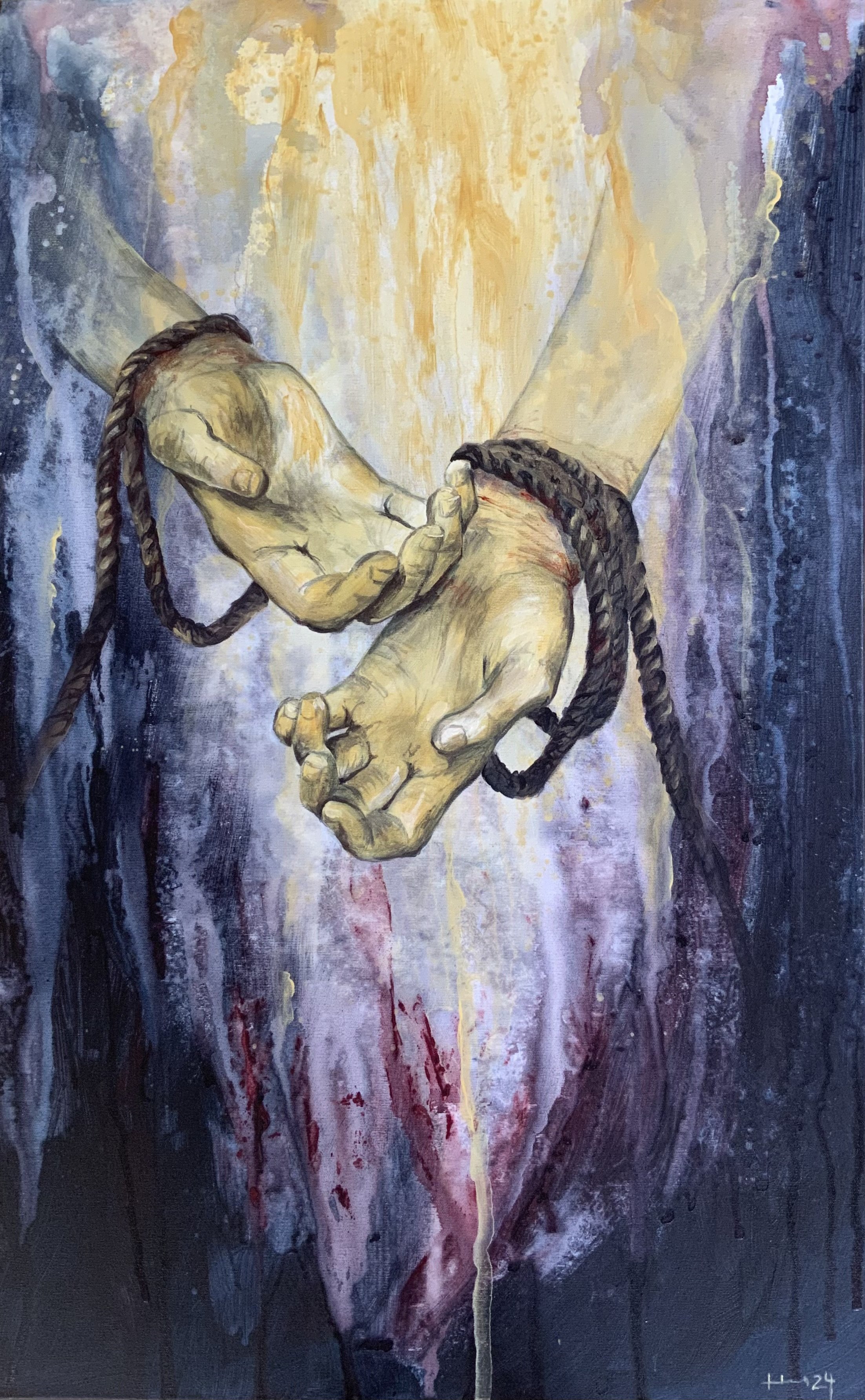 „Entfesselt und frei“ - Acryl auf Leinwand, 105x65 cm, 2024