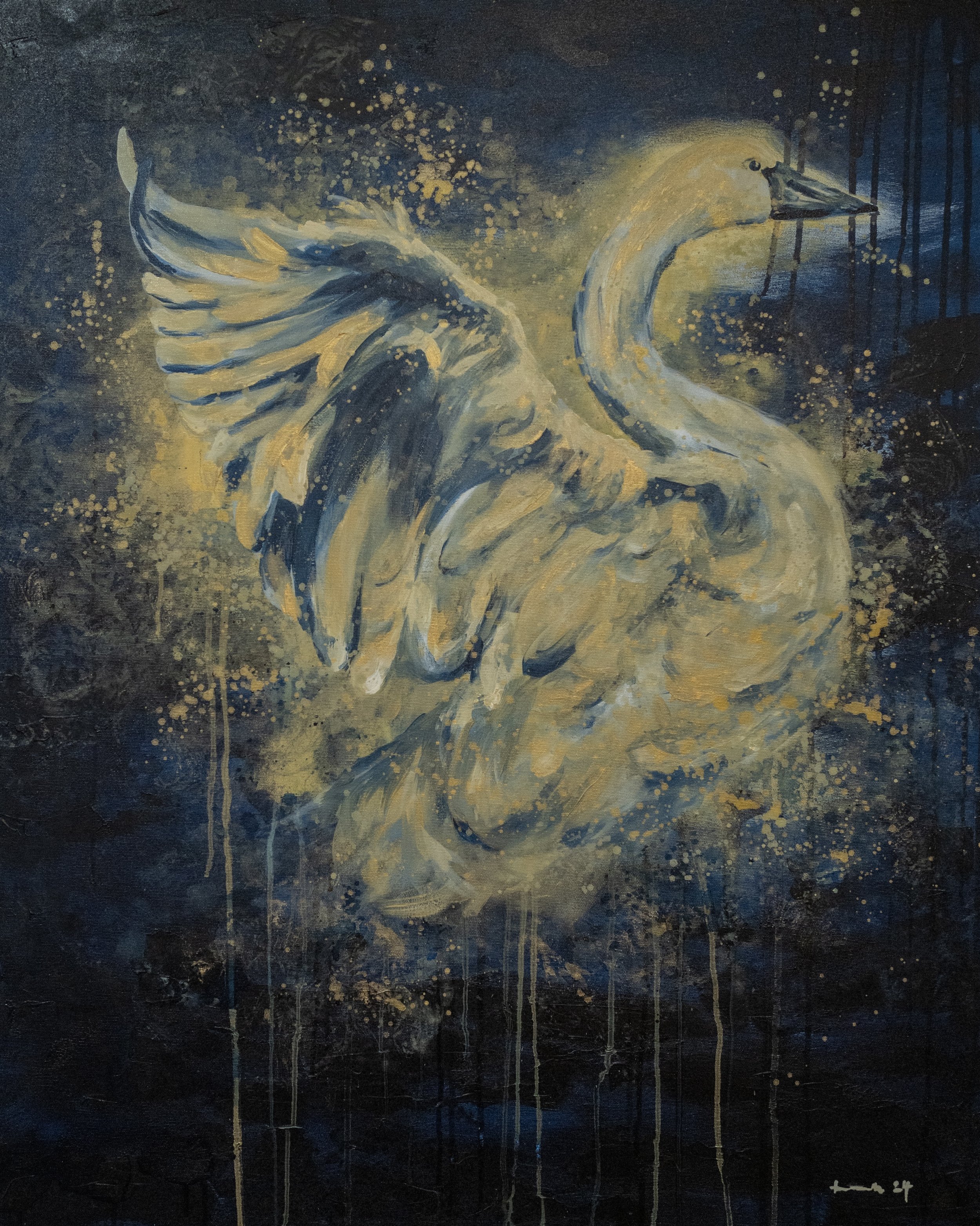 „Der erste Flügelschlag“ - Acryl auf Leinwand, 100x80 cm, 2024