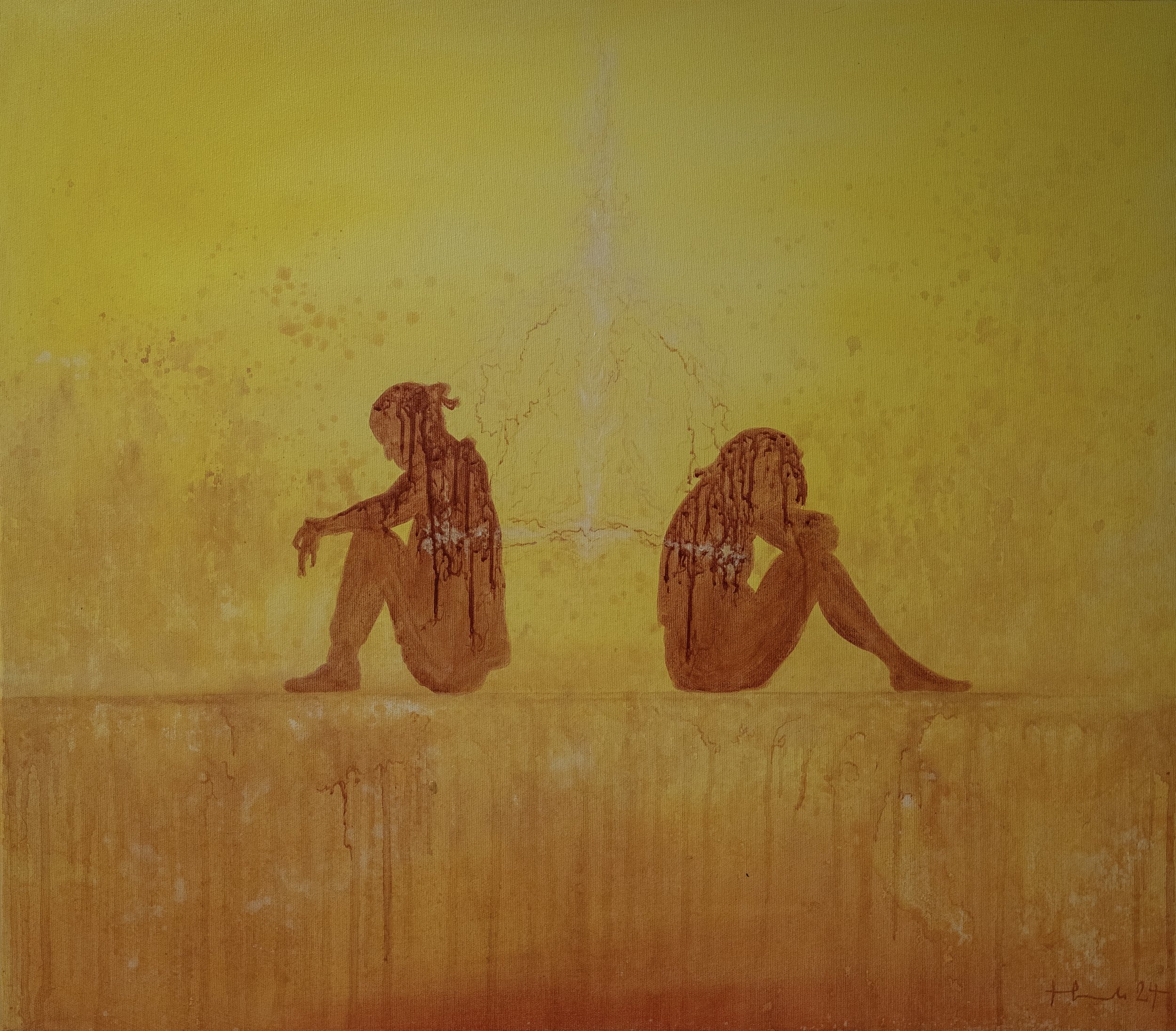 „Und dennoch verbunden“ - Acryl auf Leinwand, 60x90 cm, 2024