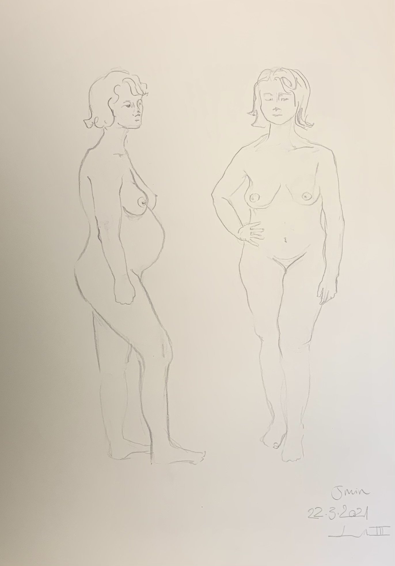 „Aktzeichnungen“ - Bleistift auf Papier, A2, 2021