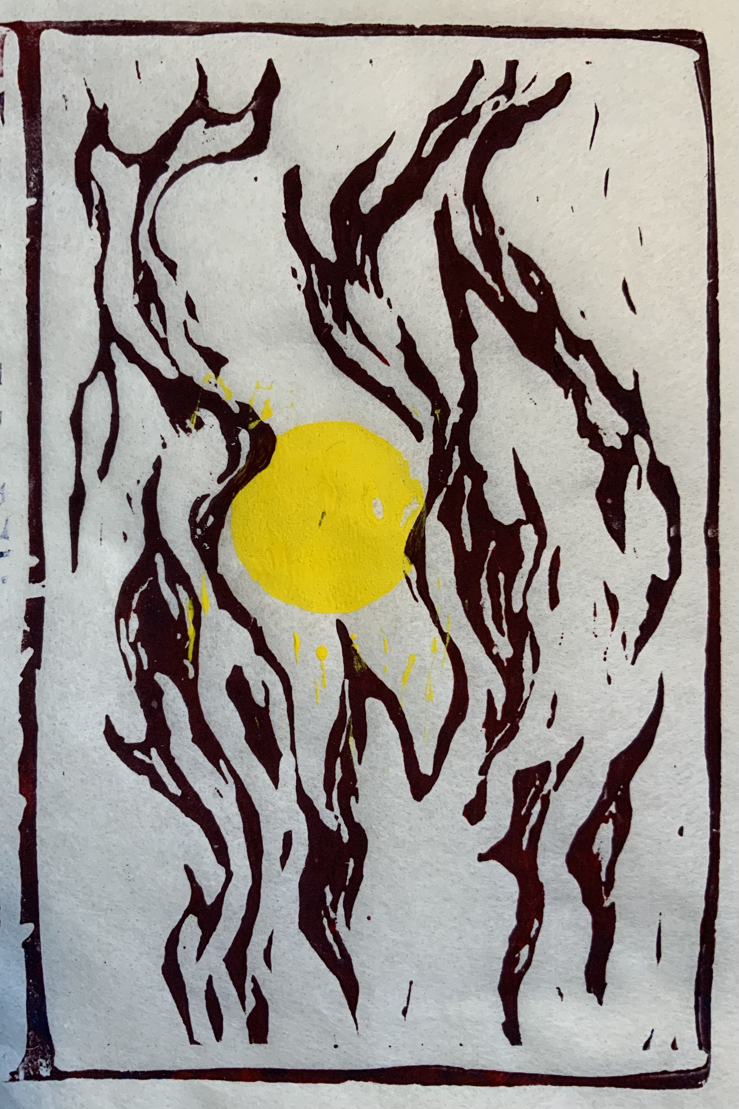 „Die Quelle“ - Linoldruck auf Papier, A5, 2023