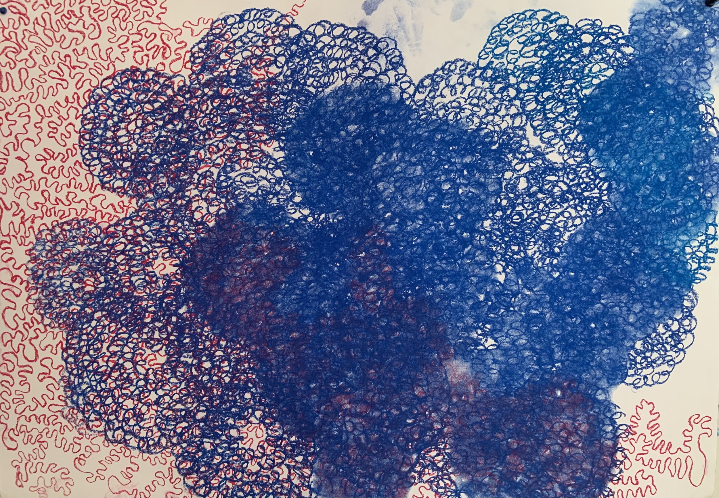 „Rot und Blau“ - Pastellkreide auf Papier, A1, 2024