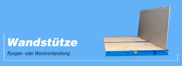 Darstellung einer Rückwand für einen Transportwagen mit Aufschrift "Wandstütze".