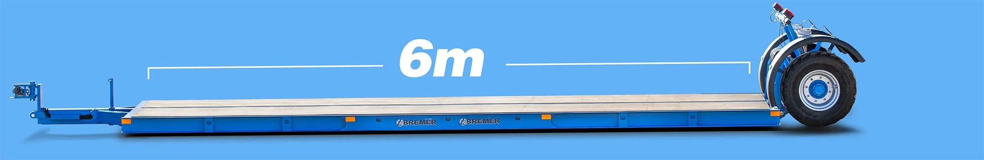 Bremser flacher Transportwagen mit 6 Metern Länge und großes Rad auf der rechten Seite