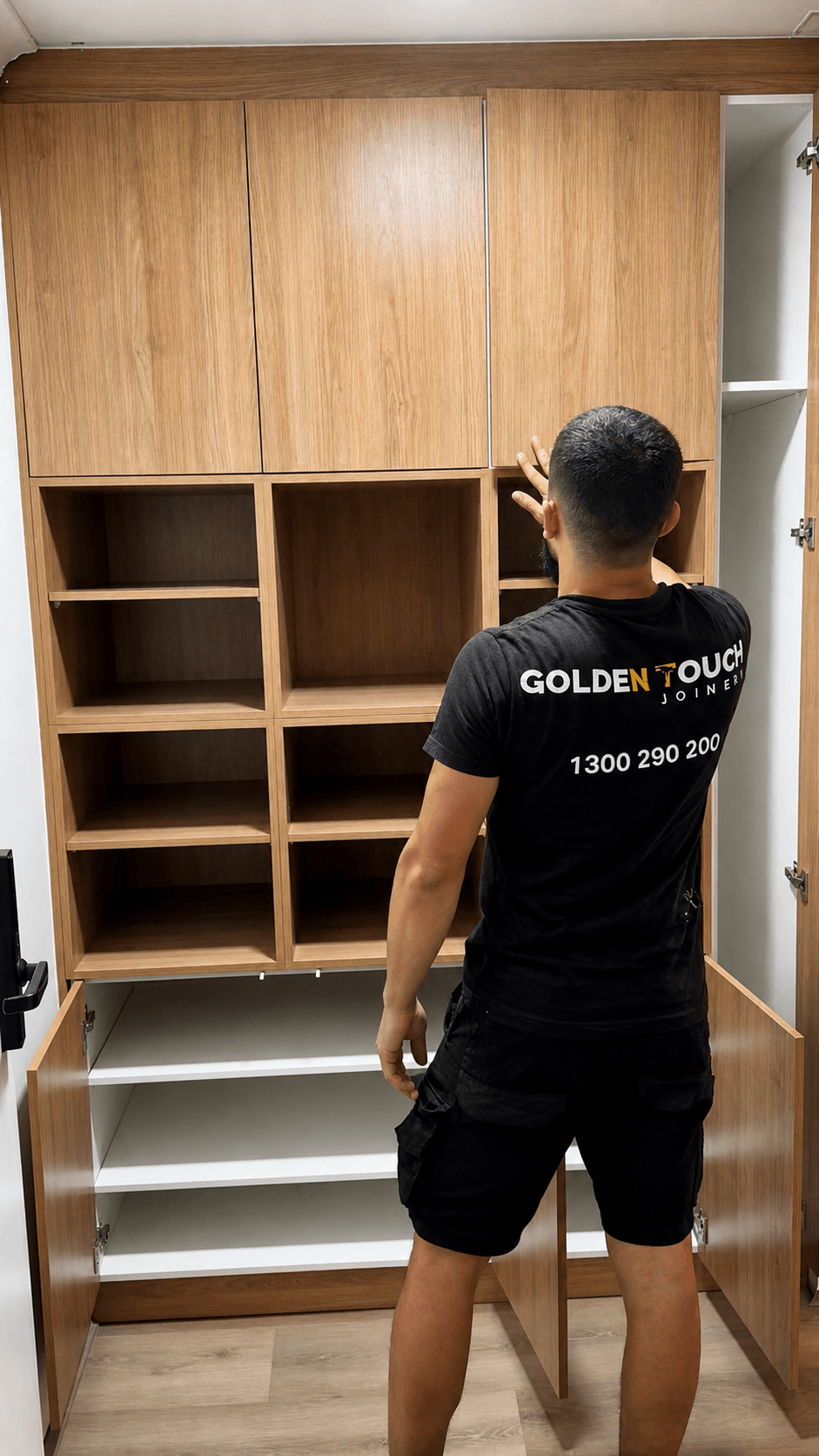 Golden Touch Joinery local Sydney joiner installing custom wardrobe