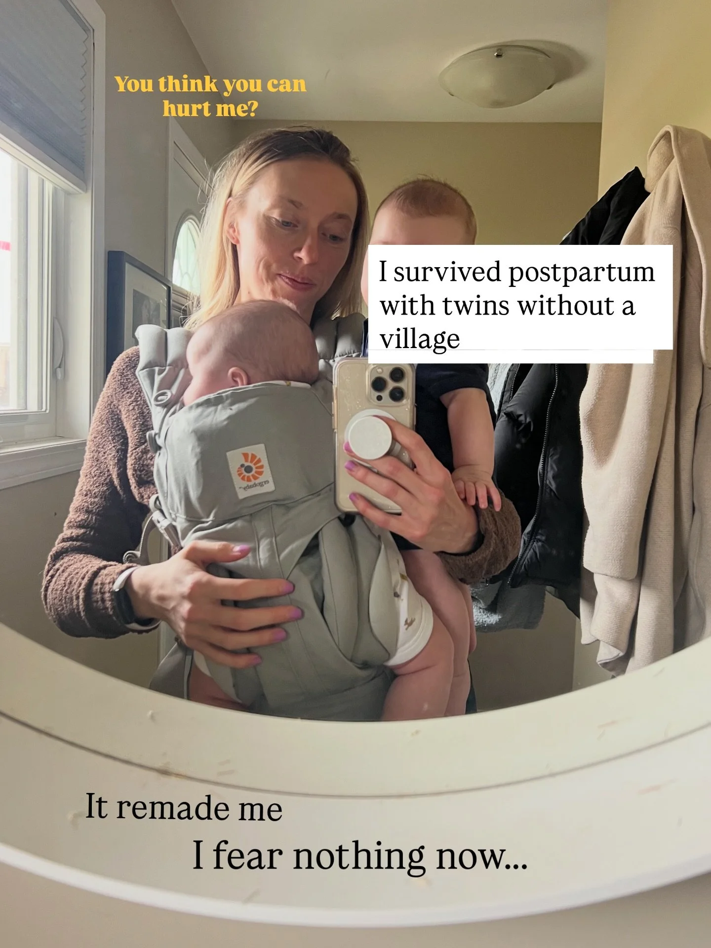 Inspired by @relatablepayal 

I survived postpartum with twins without a village.

That experience is why Twin Moms Club exists and why I became a Postpartum and NICU Doula.

We deserve more than survival mode.

A village looks like education for lif