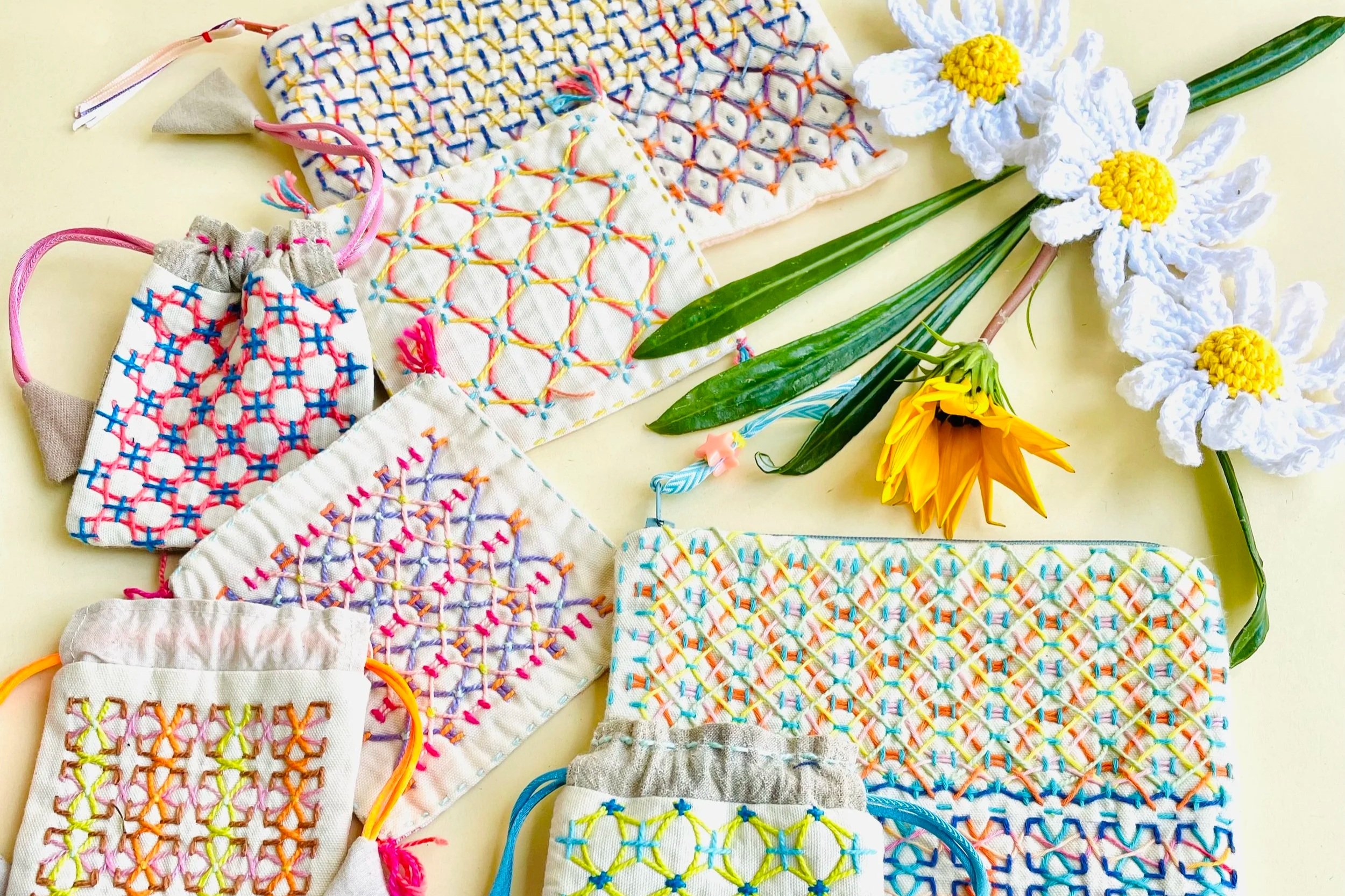 Initiation à la broderie japonaise: Sashiko Kugurizashi avec @needlebox