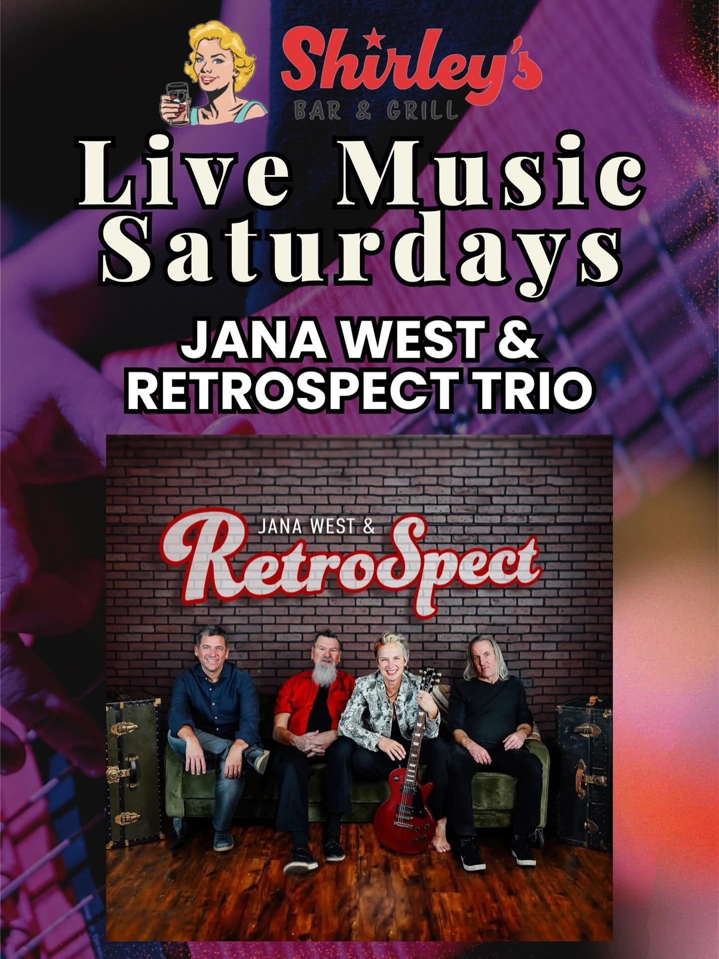 Saturdays are for LIVE MUSIC!🎶
Join us for Jana West &amp; RetroSpect Trio at 7pm tomorrow!

#shirleys #shirleysbargrill #westdesmoines #waukee #livemusic #livemusicsaturdays #weekendlivemusic