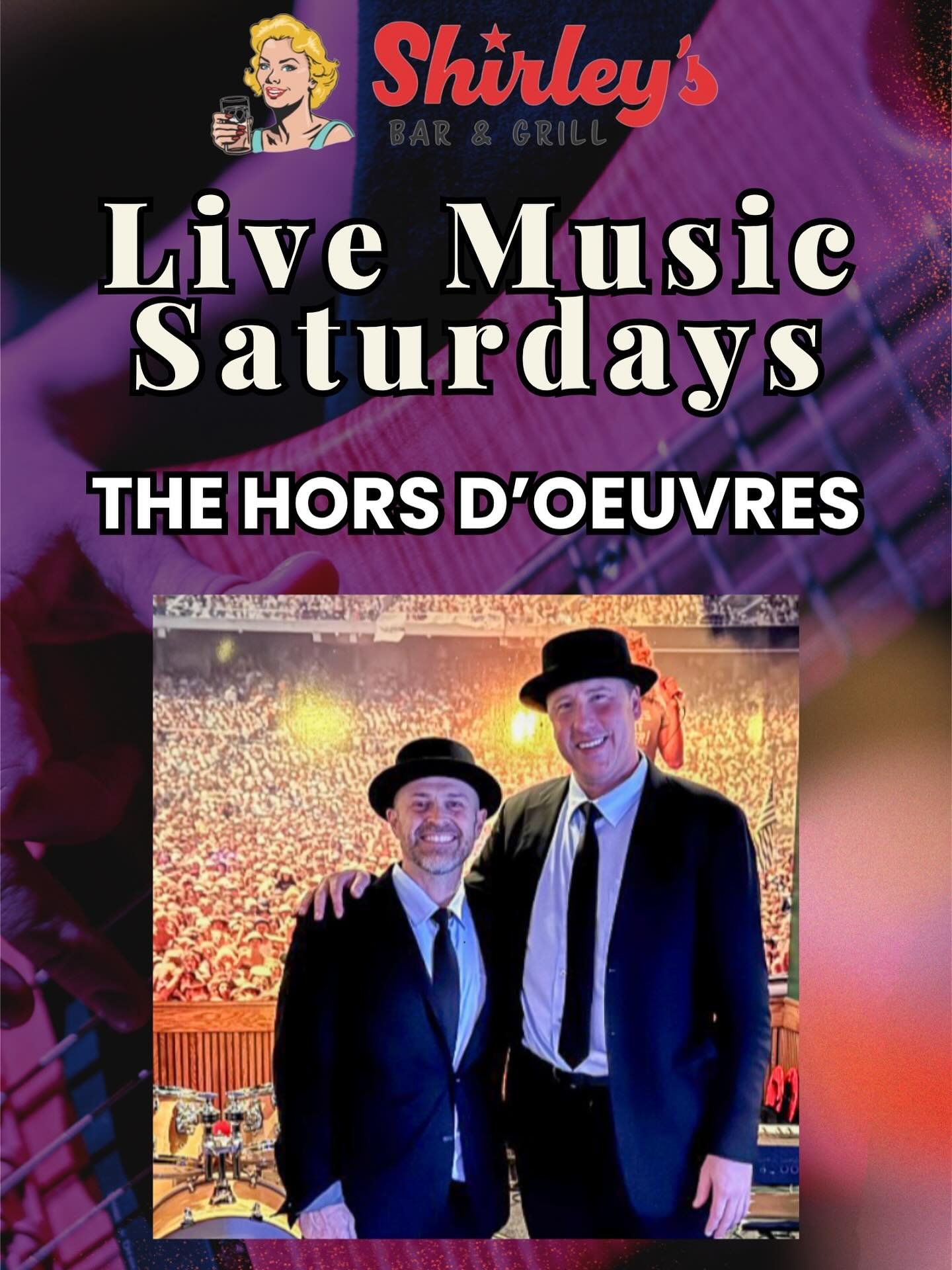 Saturdays mean LIVE MUSIC at Shirley&rsquo;s!🎶
Join us tomorrow night at 7pm for The Hors D&rsquo;oeuvres!

#shirleys #shirleysbargrill #westdesmoines #waukee #livemusic #weekendlivemusic