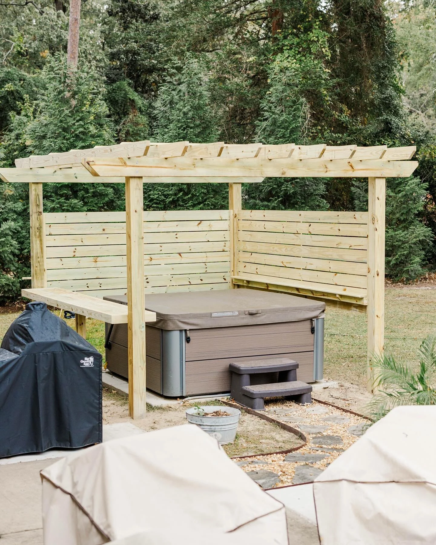 We loved making this pergola concept a reality. It really ties this space together providing a private, peaceful spot to hangout. Check out my last post to see the design!