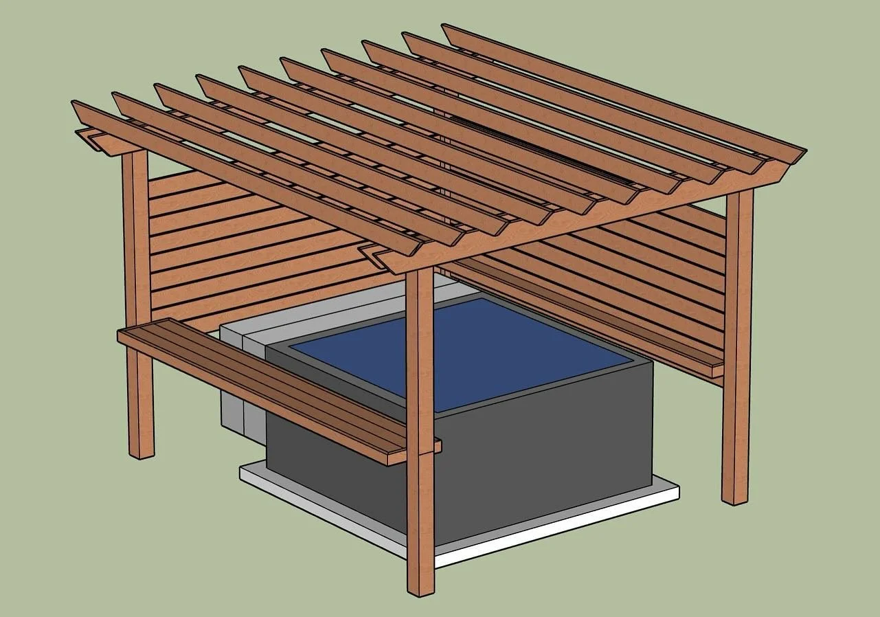 A glimpse into the design process behind an upcoming pergola project. Looking forward to getting started and elevating this hot tub space just in time for some chilly weather 

🍂

#northcarolina #nc #outdoorkitchen