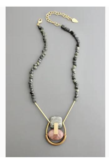Geometric serpentine and jasper necklace