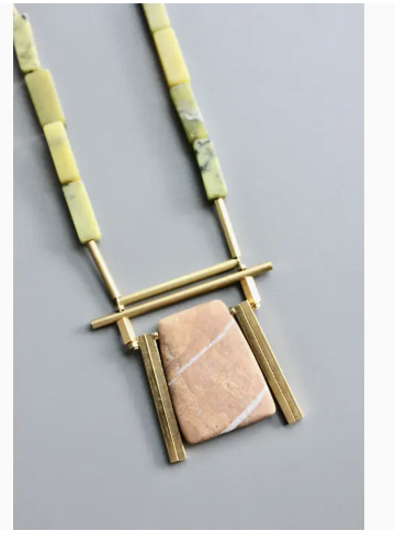 Geometric jasper pendant necklace