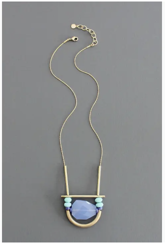 Turquoise and lavender geometric necklace