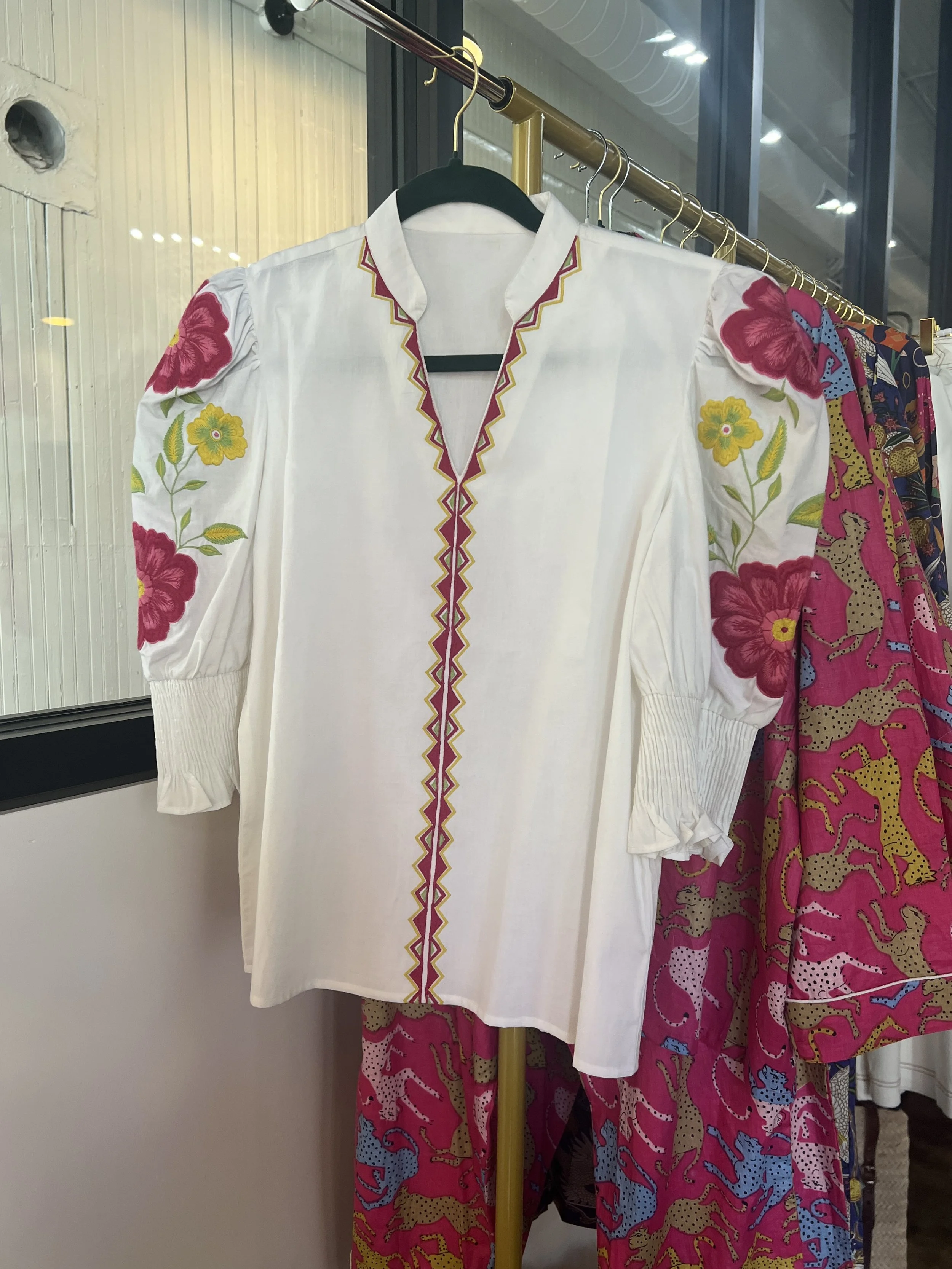 White Blouse with Floral Embroidery