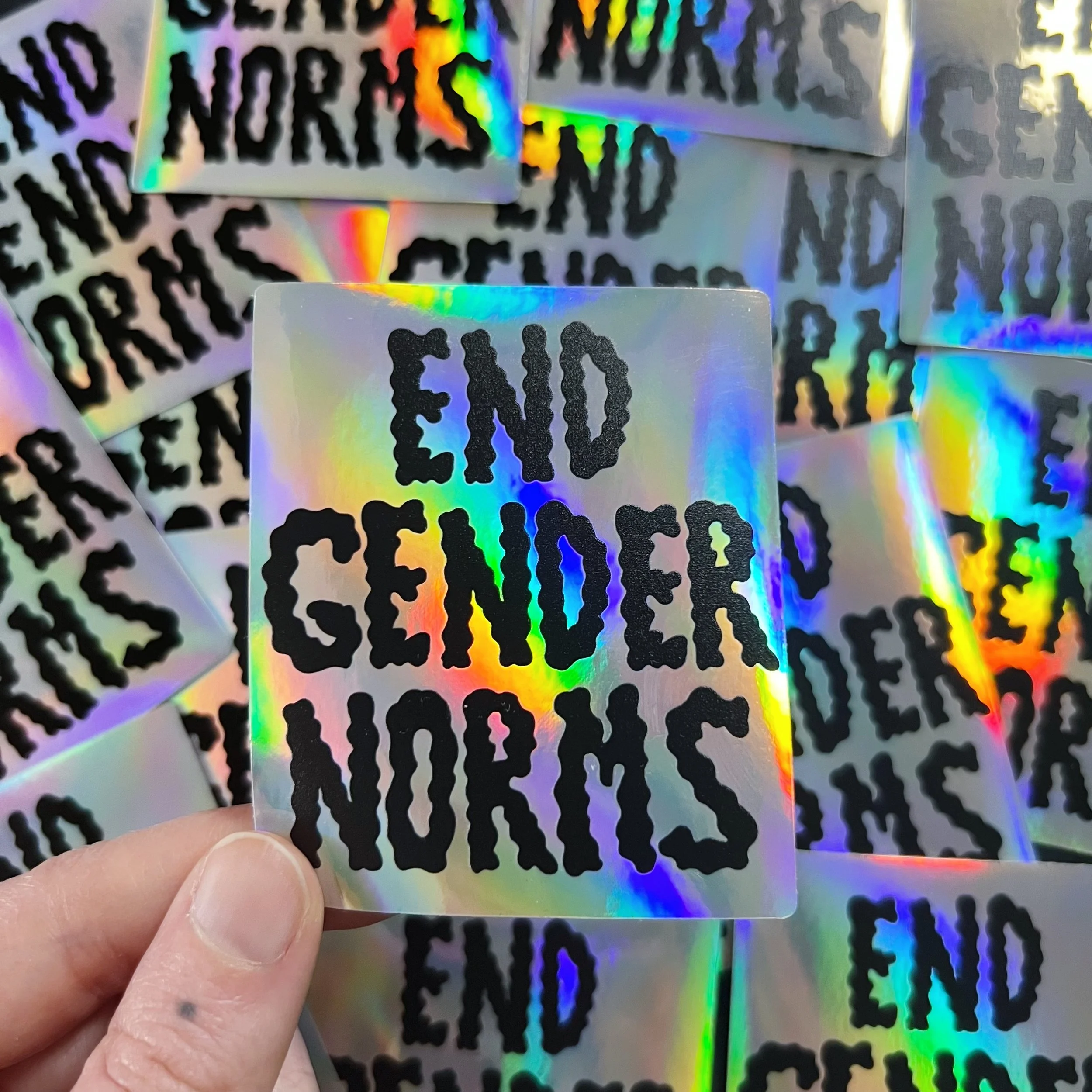 END GENDER NORMS HOLO STICKER