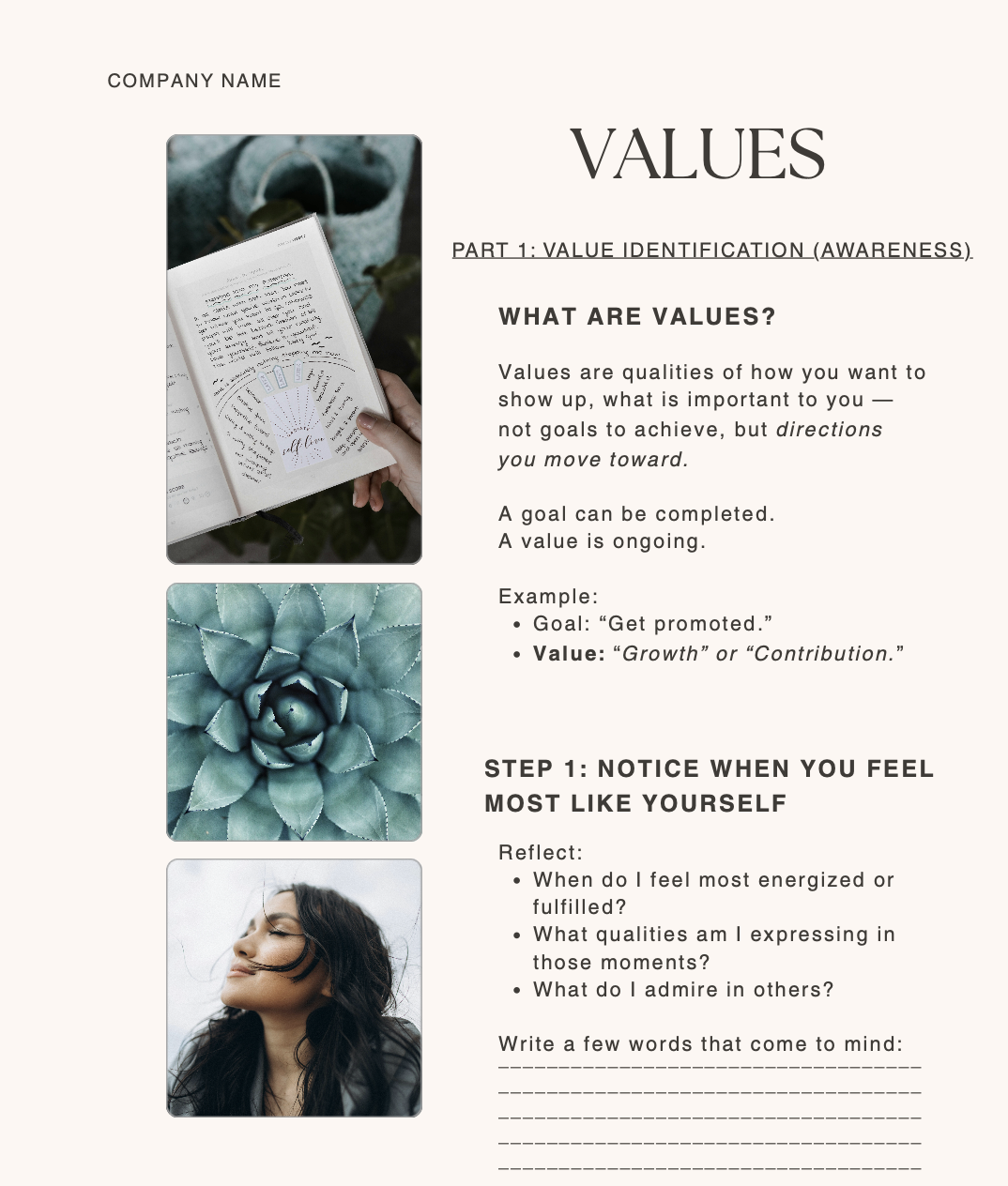 Values Clarification Worksheet Demo