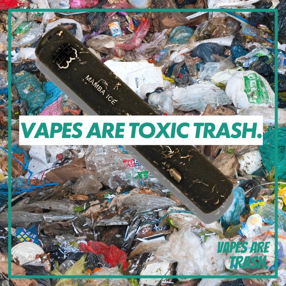 Vapes are loaded with toxic chemicals that have been known to include cadmium (used in laptop batteries), arsenic (found in rat poison), benzene (in car exhaust), and nicotine (used for centuries as a pesticide). Protect the environment. Don&rsquo;t 