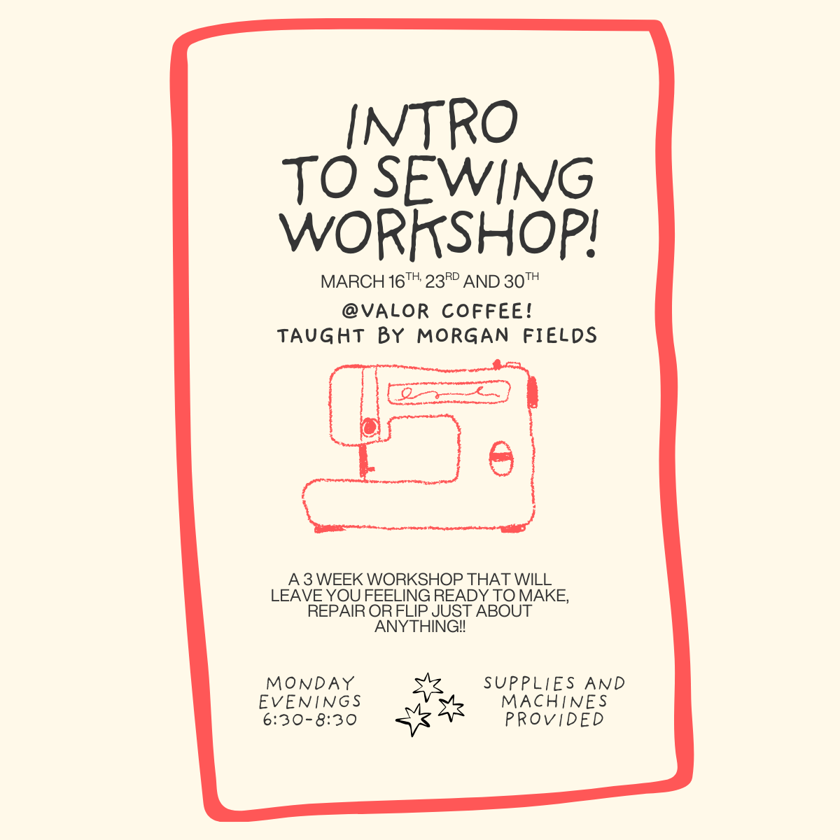 Intro To Sewing Workshop Valor Coffee