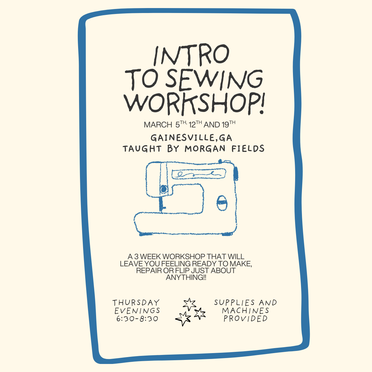 Intro To Sewing Workshop Gainesville GA