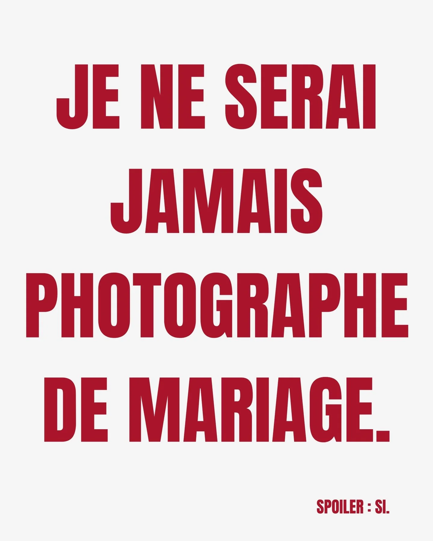 J&rsquo;ai longtemps pens&eacute; que je ne serais jamais photographe de mariage.
Trop de monde, trop de bruit, trop d&rsquo;&eacute;motions, trop de responsabilit&eacute;s.

Et puis la vie a d&eacute;cid&eacute; autrement.
Un premier mariage, un d&e