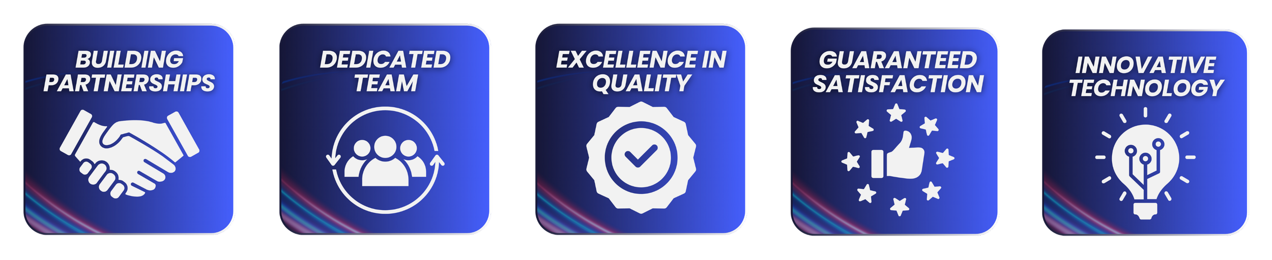 PowerComm Solutions core attributes: partnerships, dedicated team, quality excellence, customer satisfaction, and innovative technology supporting safety and connectivity in the Mountain West