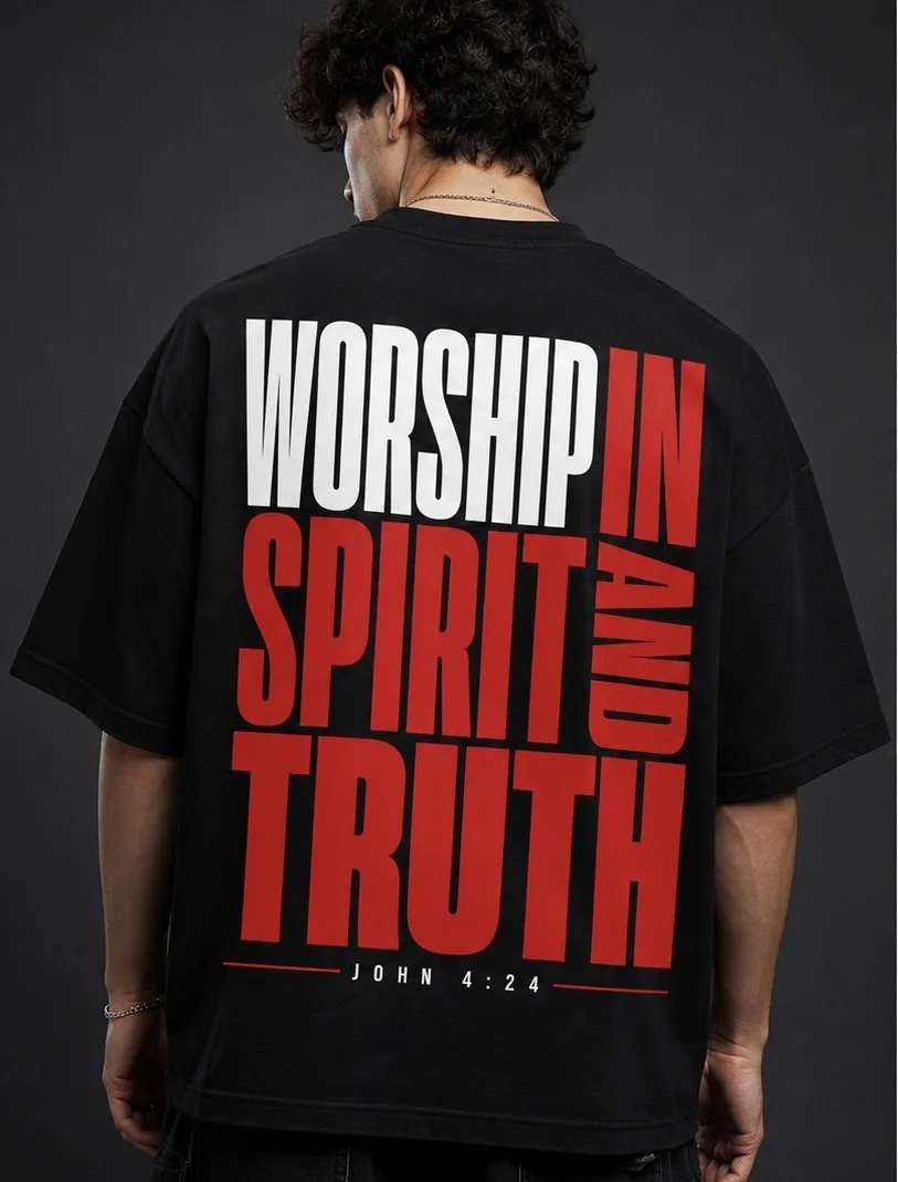 John 4:24 Heavy Shirt Black