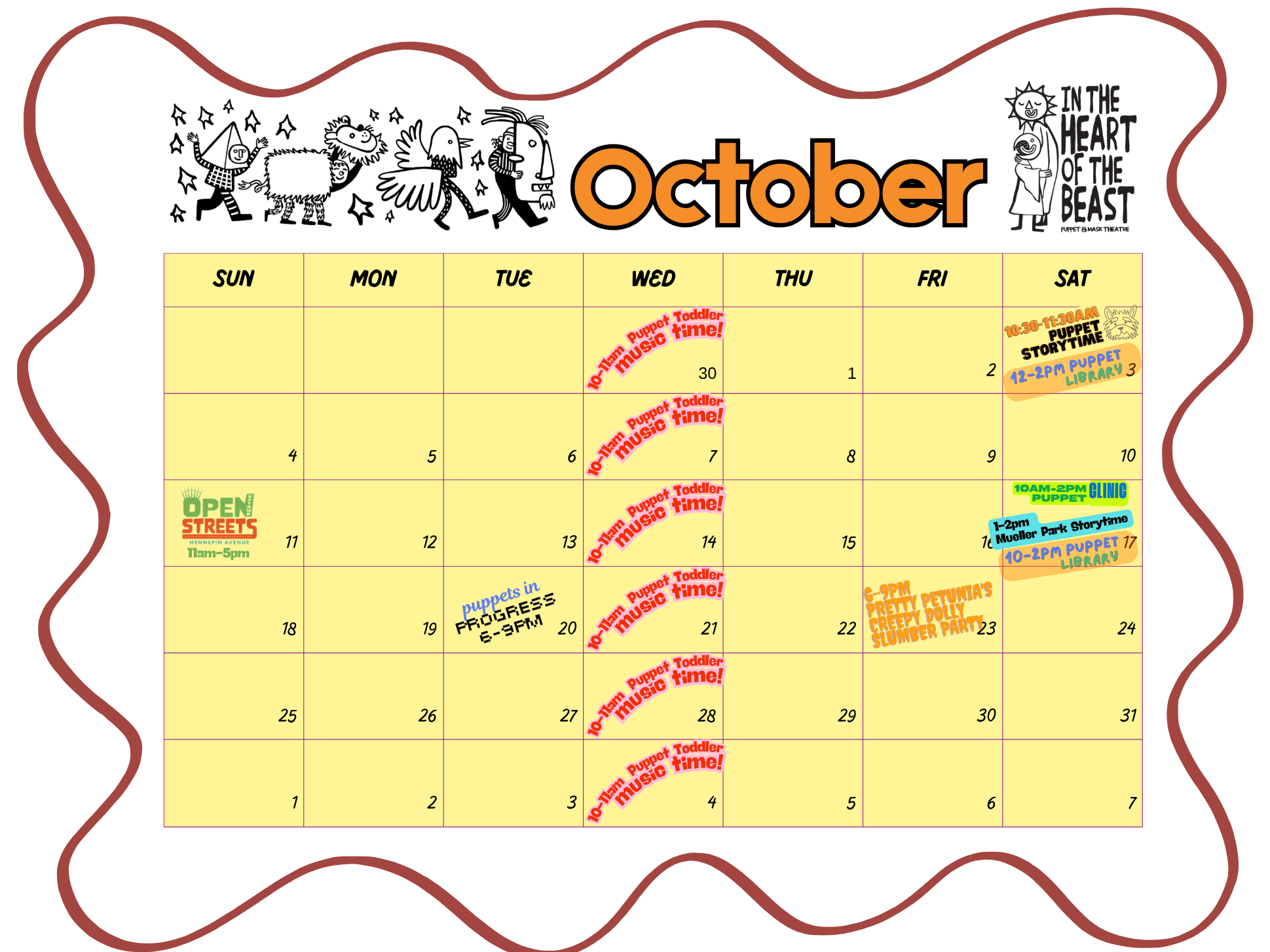 HoBT Monthly Calendar