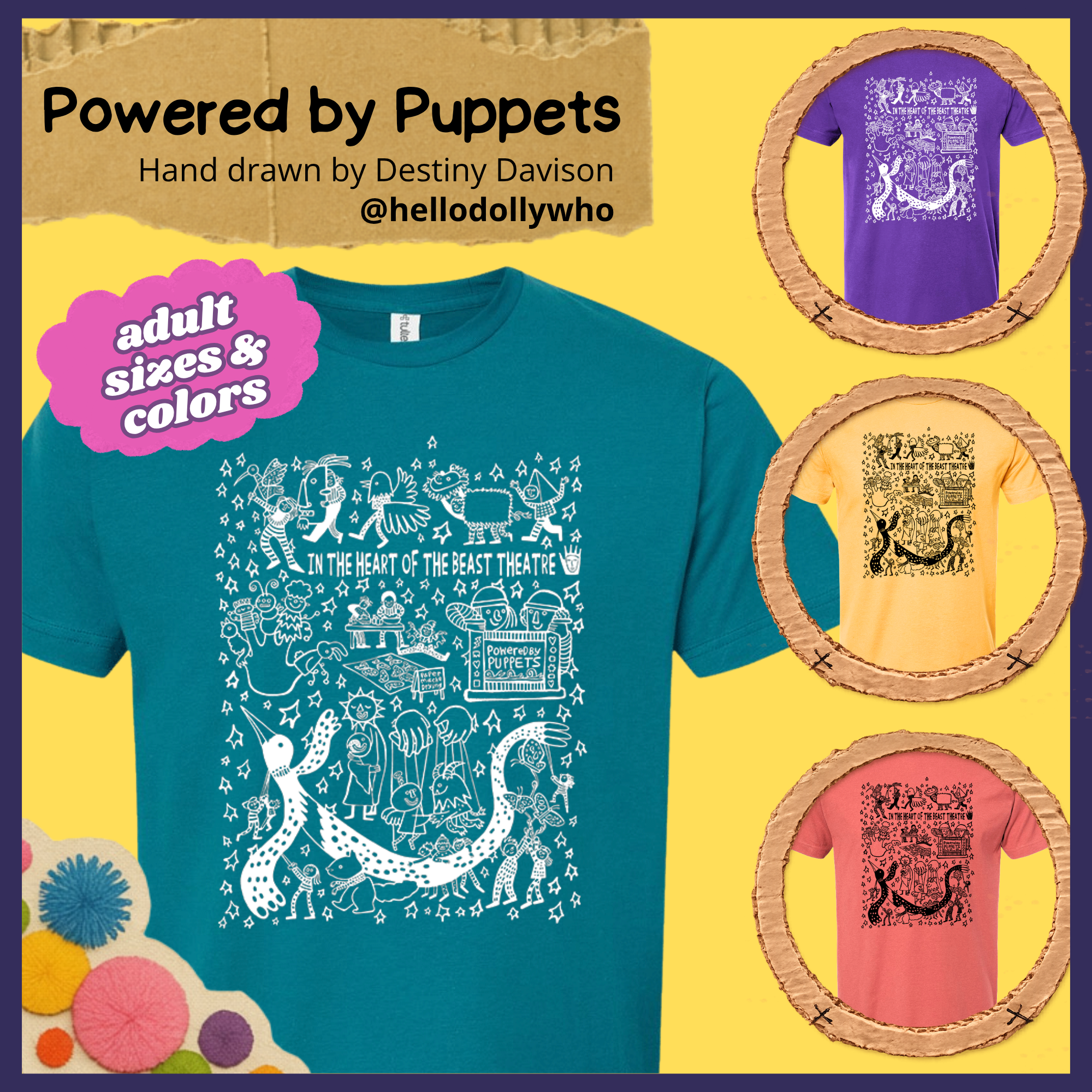 HoBT Powered by Puppets (Adult Tee)