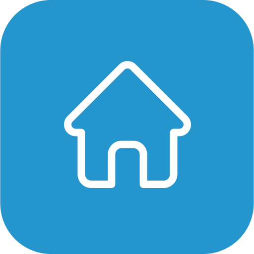 Icon of a house on a blue background.
