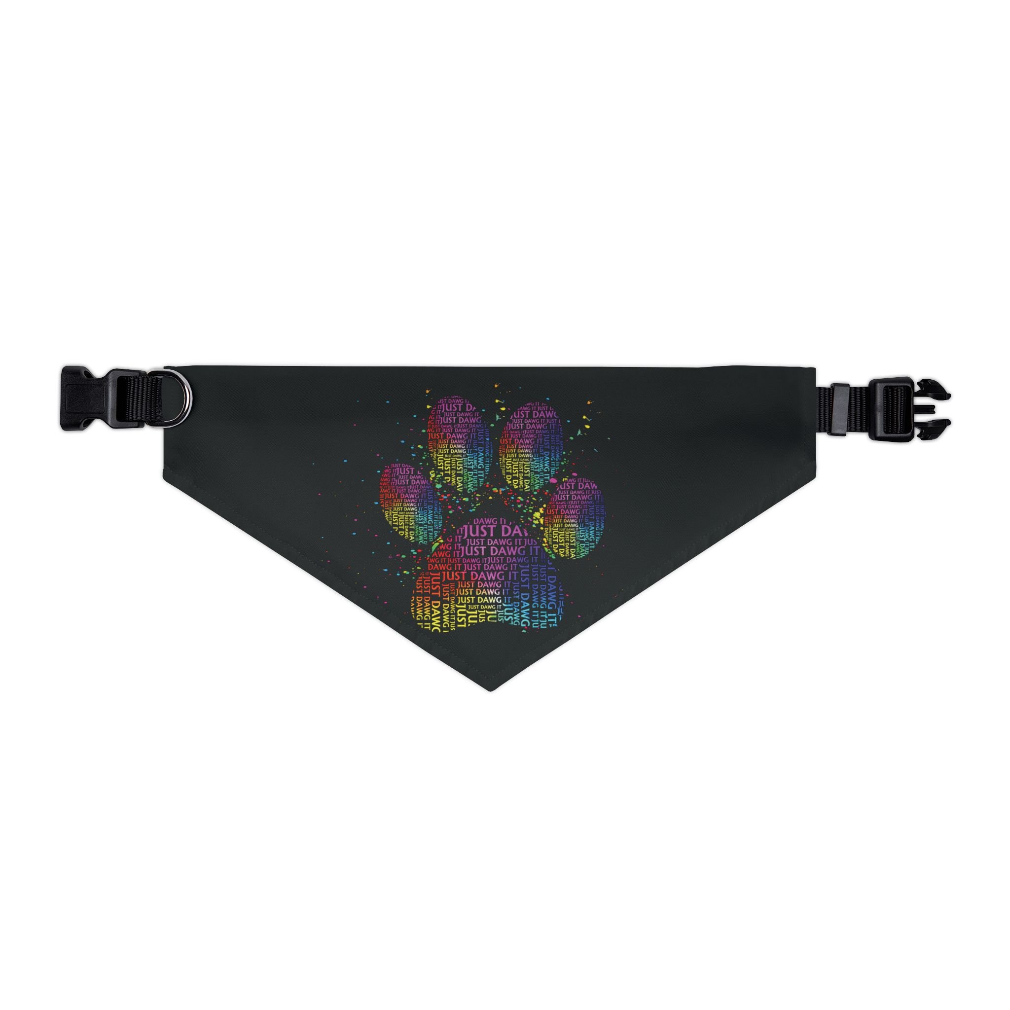 Black with Vibrant Paw Print(Just Dawg it Collection) - Dog Bandana Collar