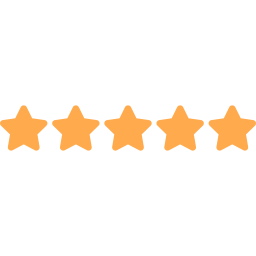 Five orange stars underneath a black number five that says "Rate your experience."