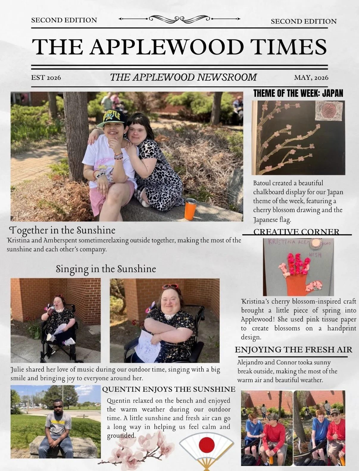 The Applewood Times - Second Edition 🌸✨ 

Check out everything we&rsquo;ve been up to this week at our Centre! From fun art projects, enjoying the warmer weather, and working in the garden, we always find ways to enjoy our time together 🤗 

Stay tu