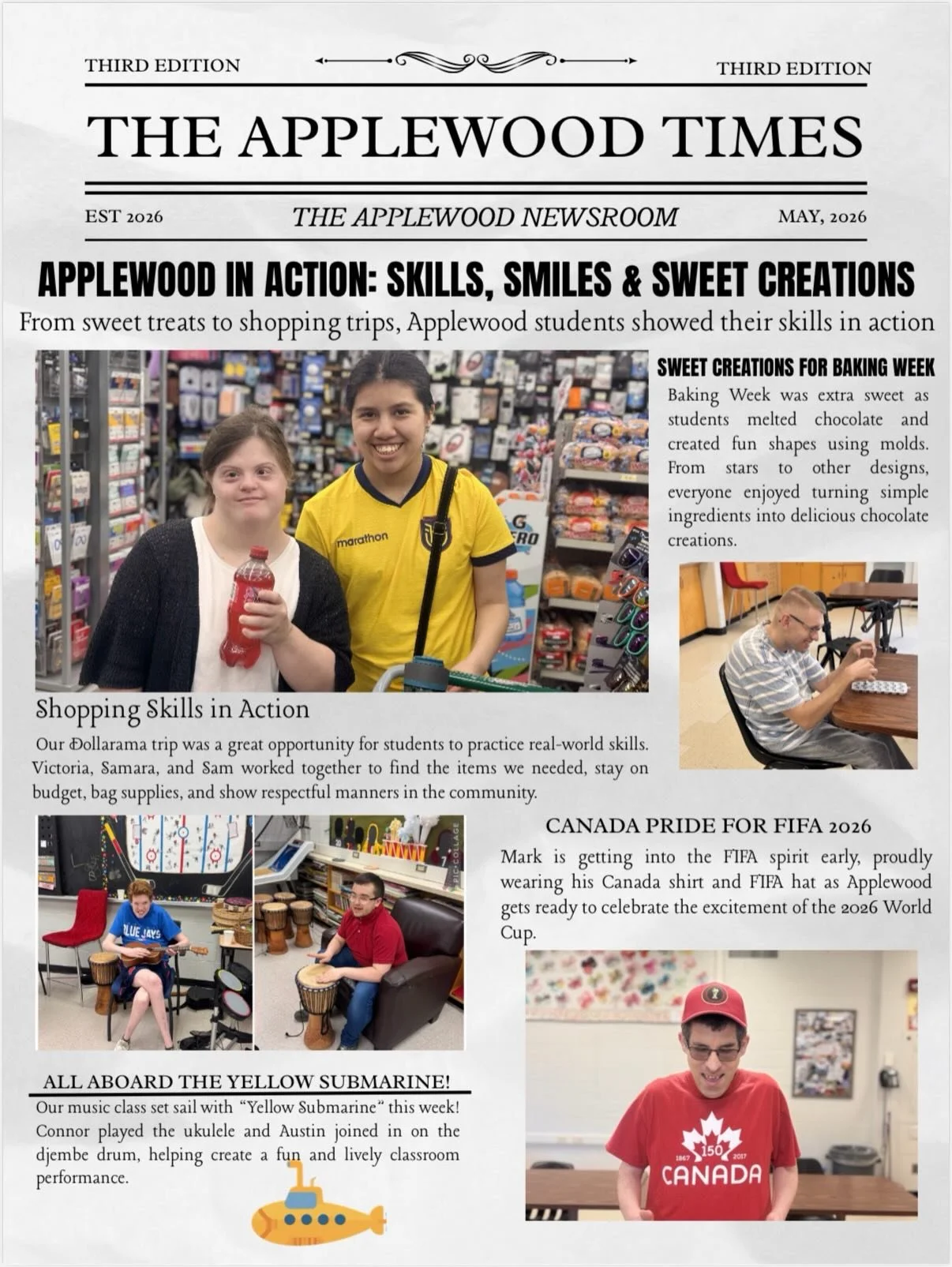 The Applewood Times - Third Edition ✨📰

Shopping, baking, getting active, and preparing for the FIFA World Cup! 👩🏽&zwj;🍳 Check out a few of the memories we&rsquo;ve made together this week 🤗

#ApplewoodCentre #AdultDayProgram #Mississauga