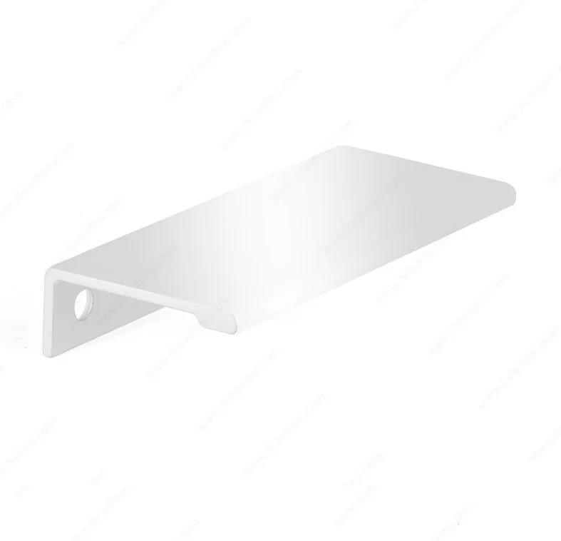 White L-shaped metal bracket with a hole for mounting